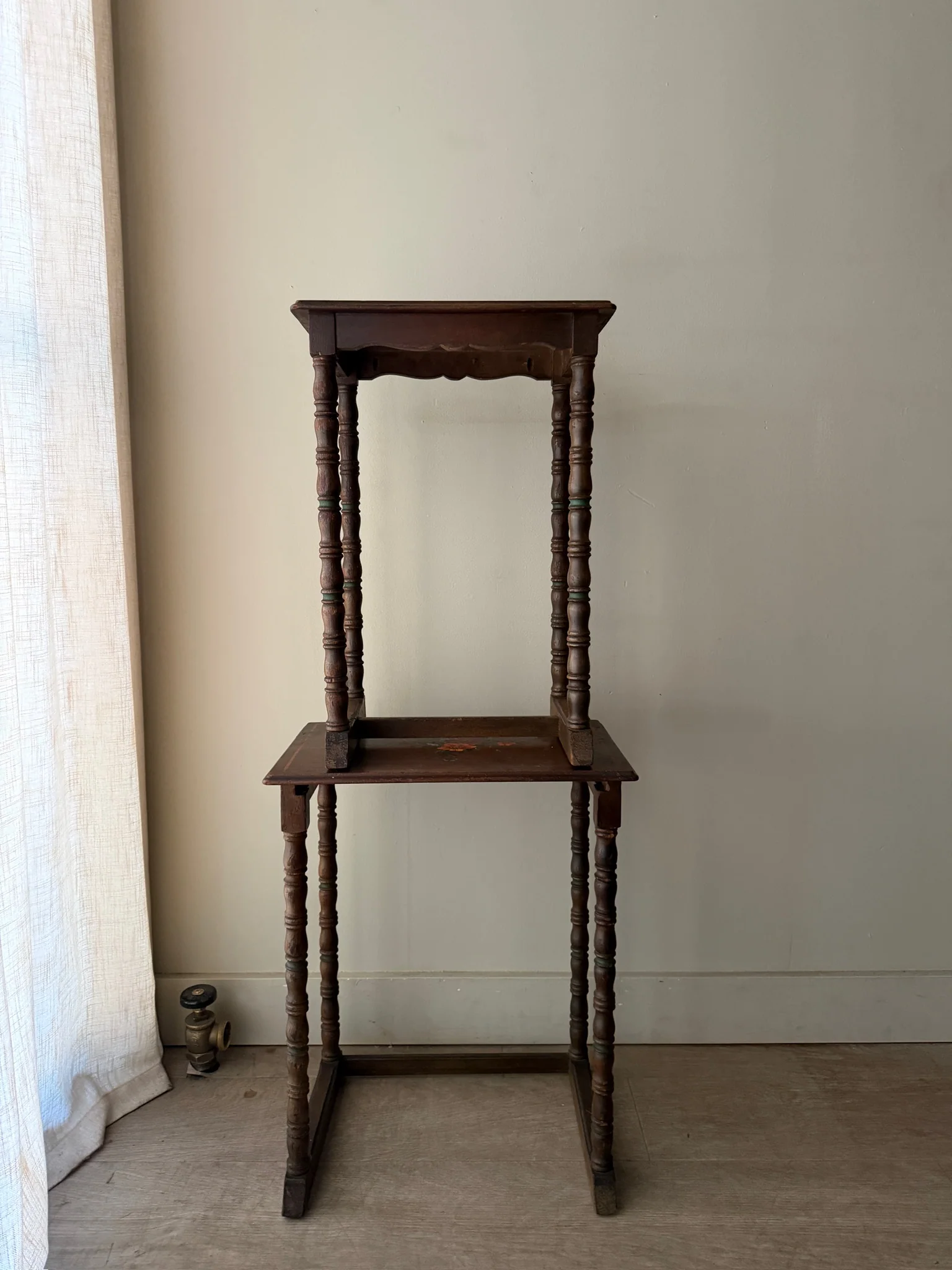 Edwardian painted oak nesting tables - Image 12