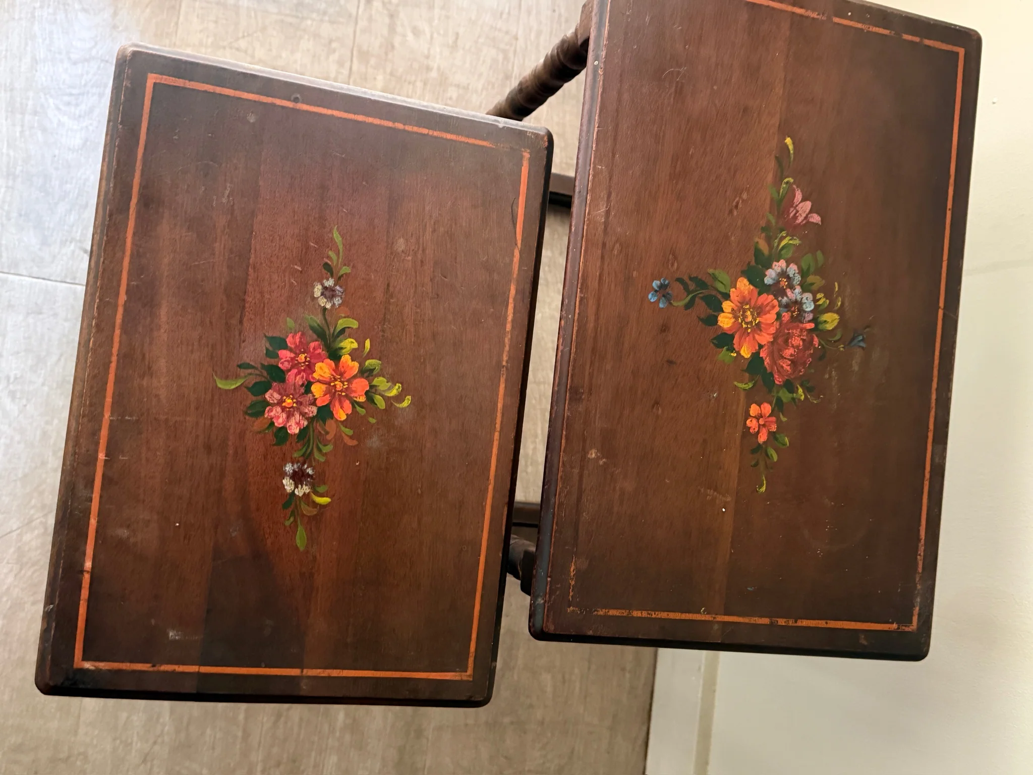 Edwardian painted oak nesting tables - Image 9