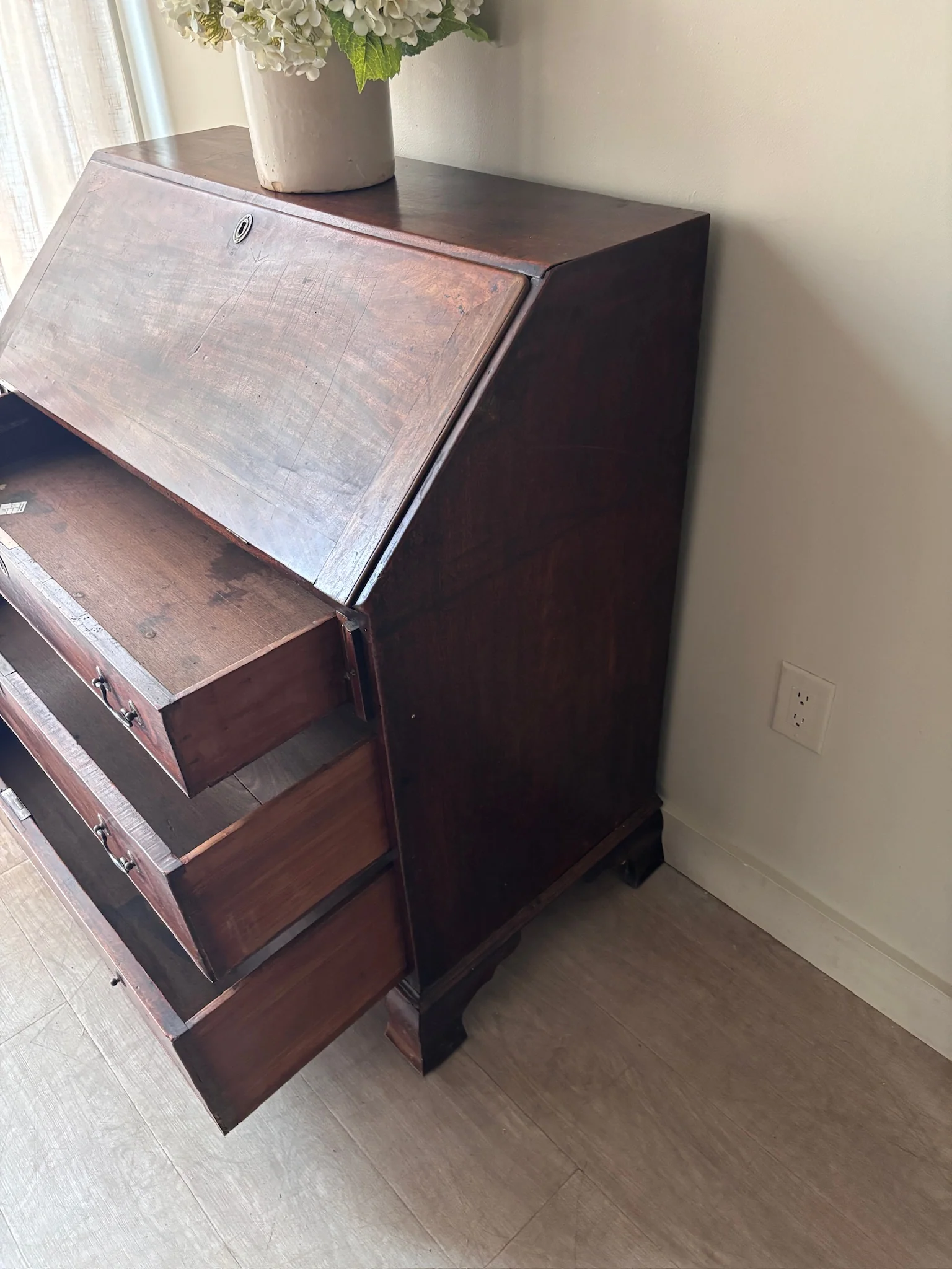 English mahogany secretary dresser - Image 3