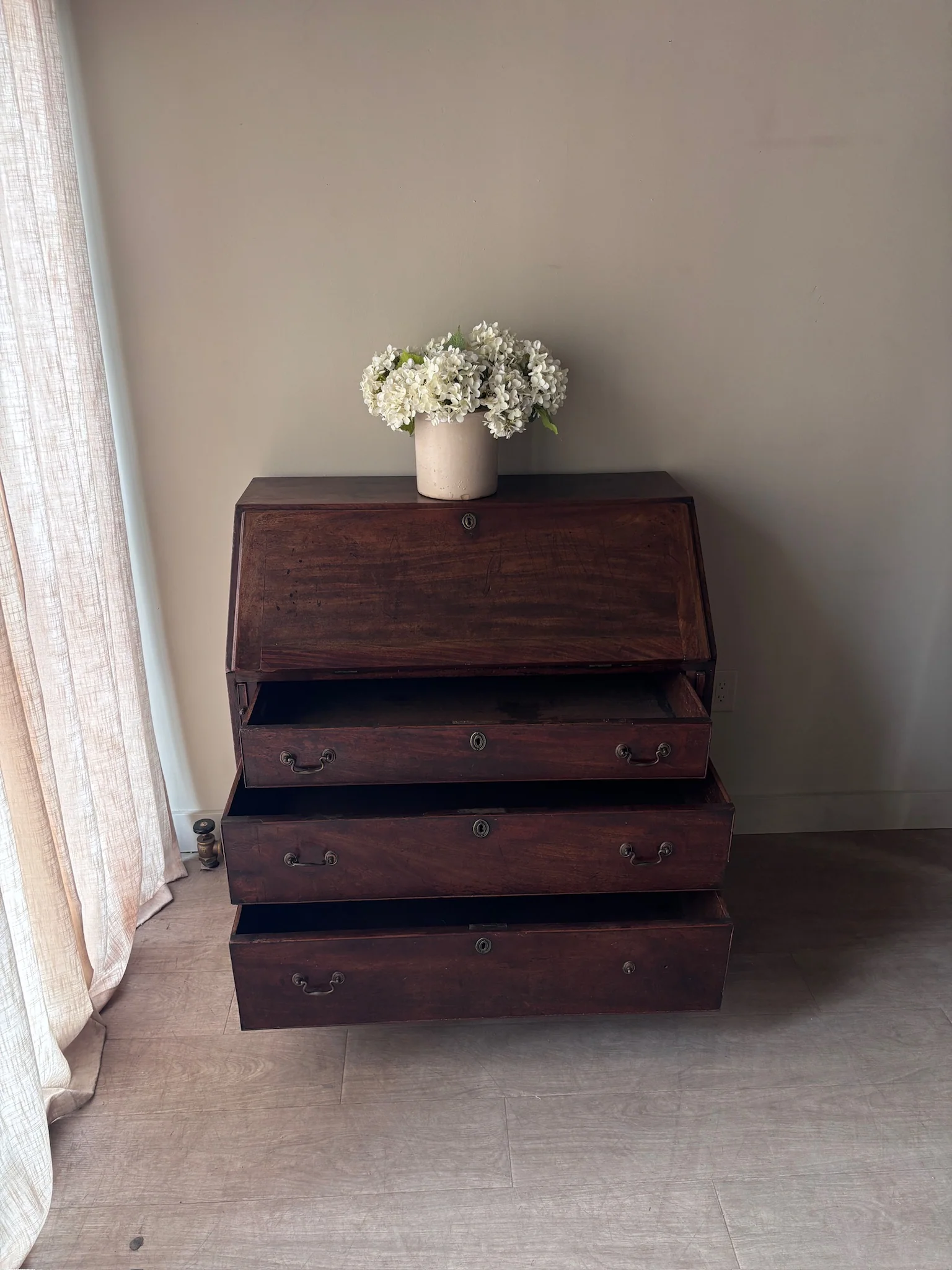 English mahogany secretary dresser - Image 4