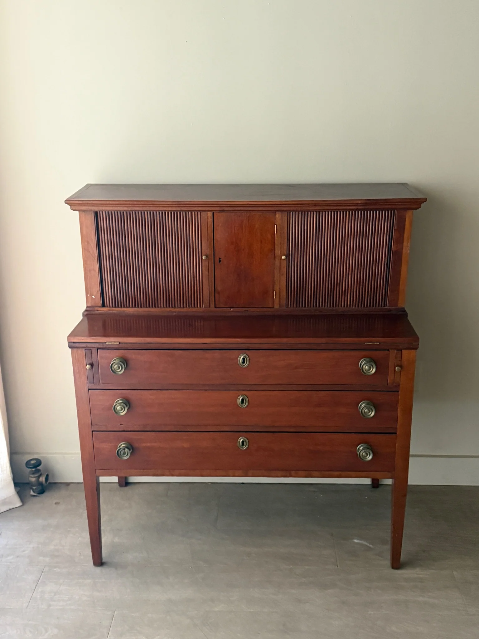 Federal mixed wood tambour door writing desk - Image 2