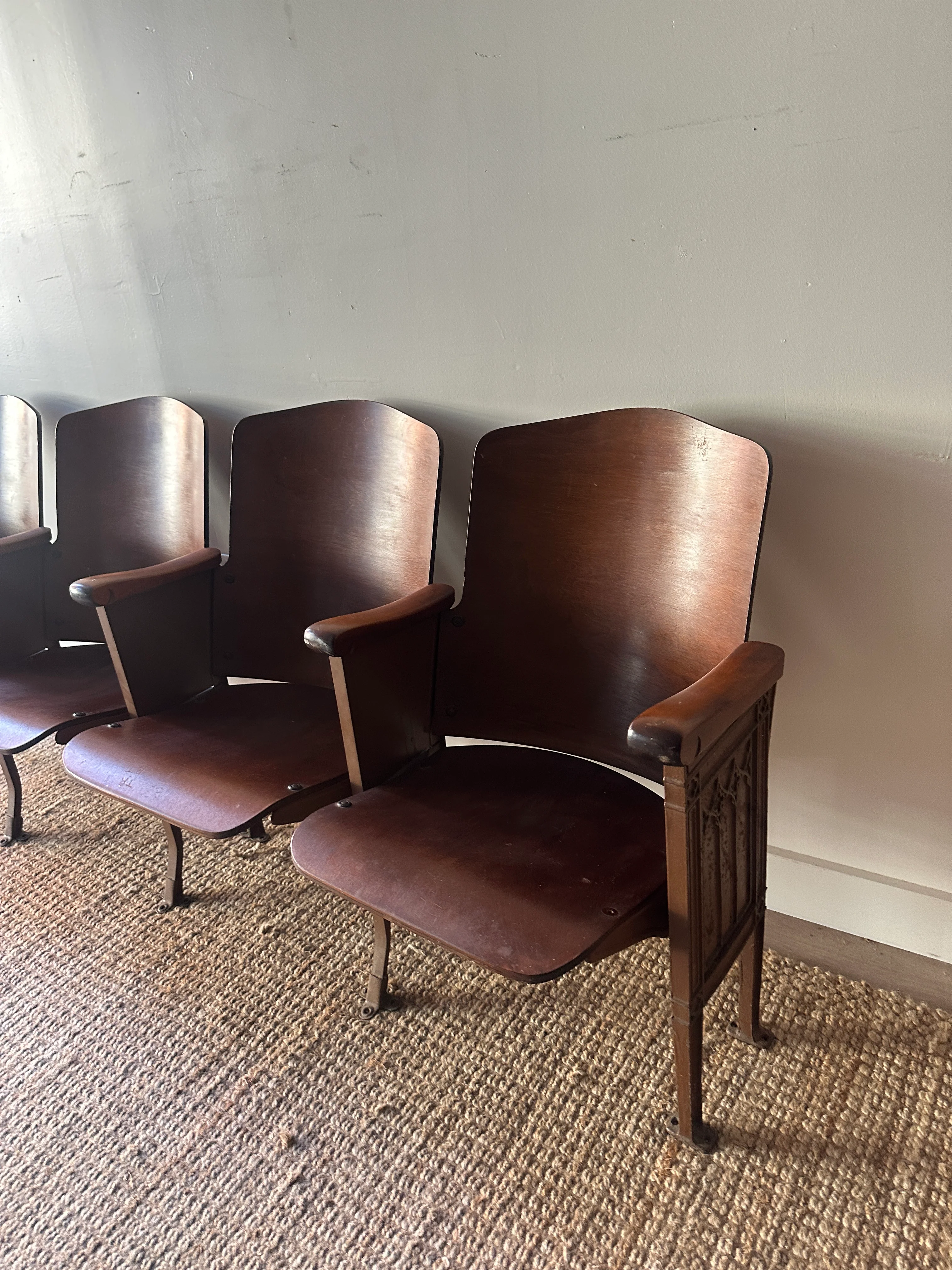 Four seat folding bench from The Strand theater in PA - Image 4