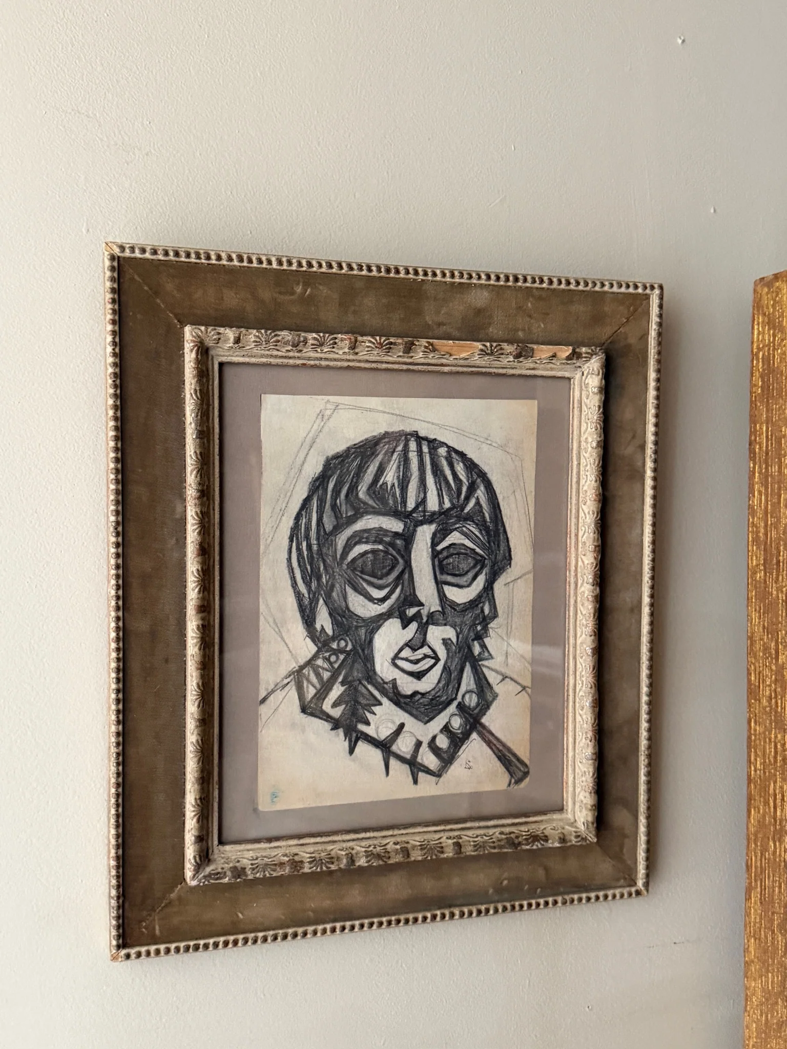 French Cubist male portrait. Signed. - Image 2