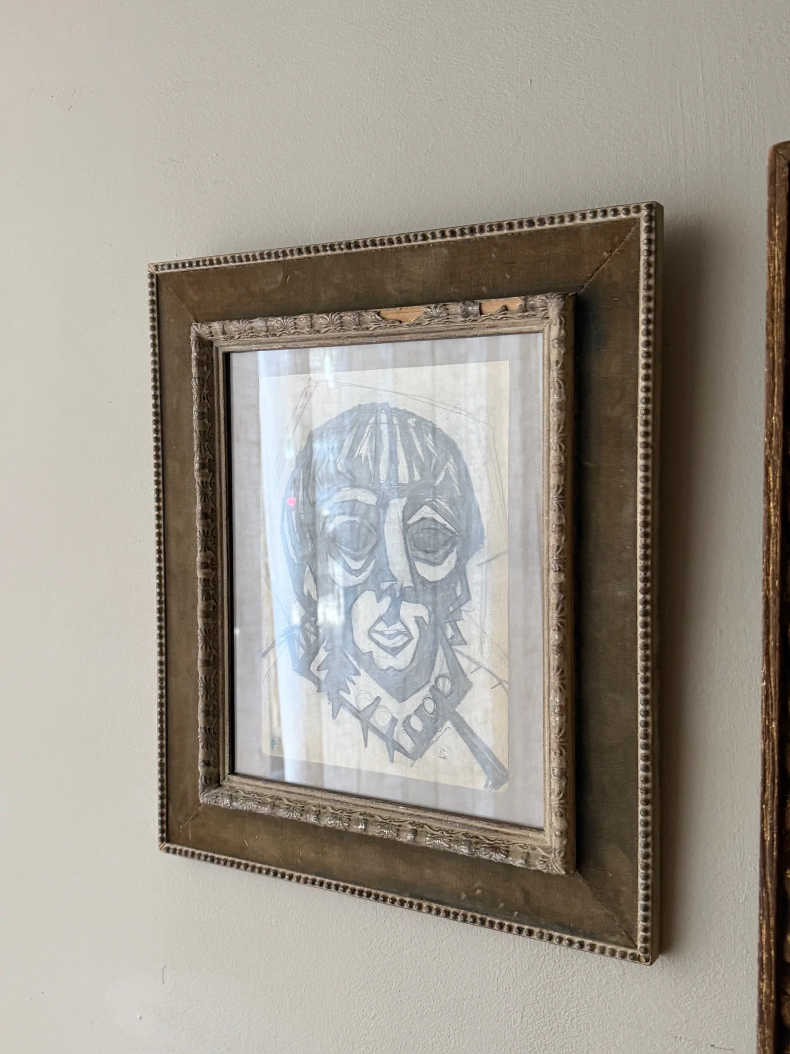 French Cubist male portrait. Signed. - Image 3
