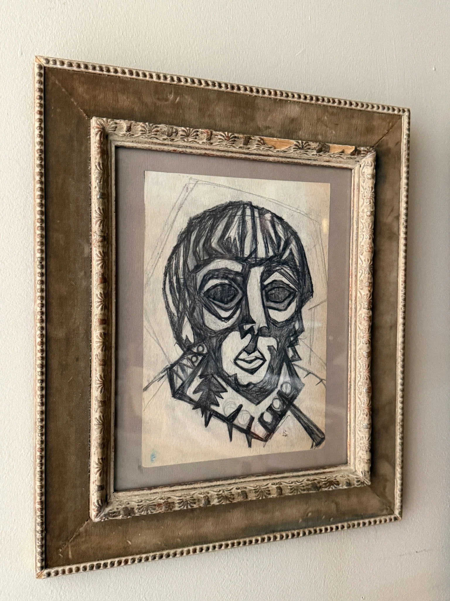 French Cubist male portrait. Signed. - Image 4