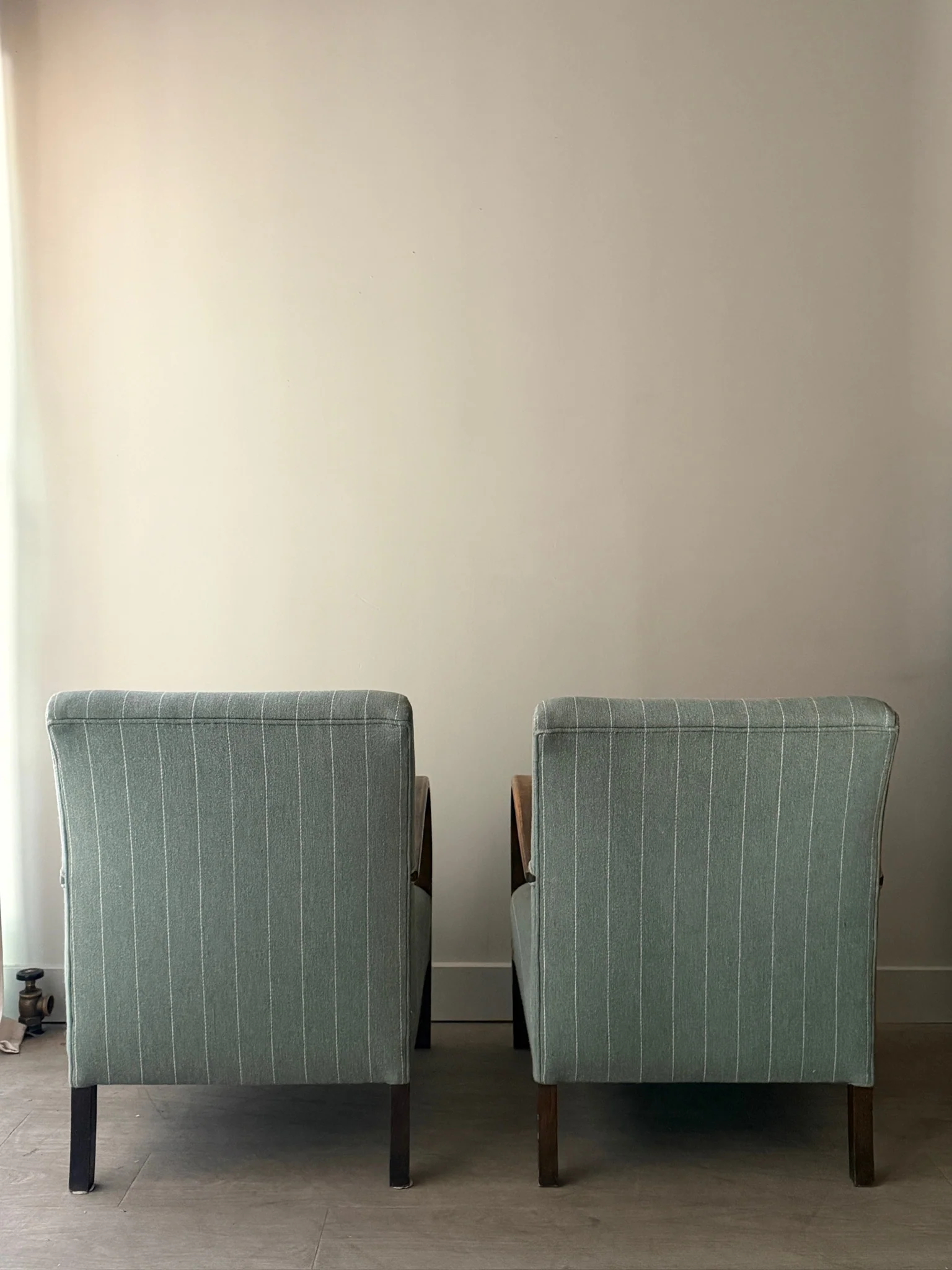 Fritz Hansen Danish Deco striped blue lounge chairs. Sold individually. - Image 6
