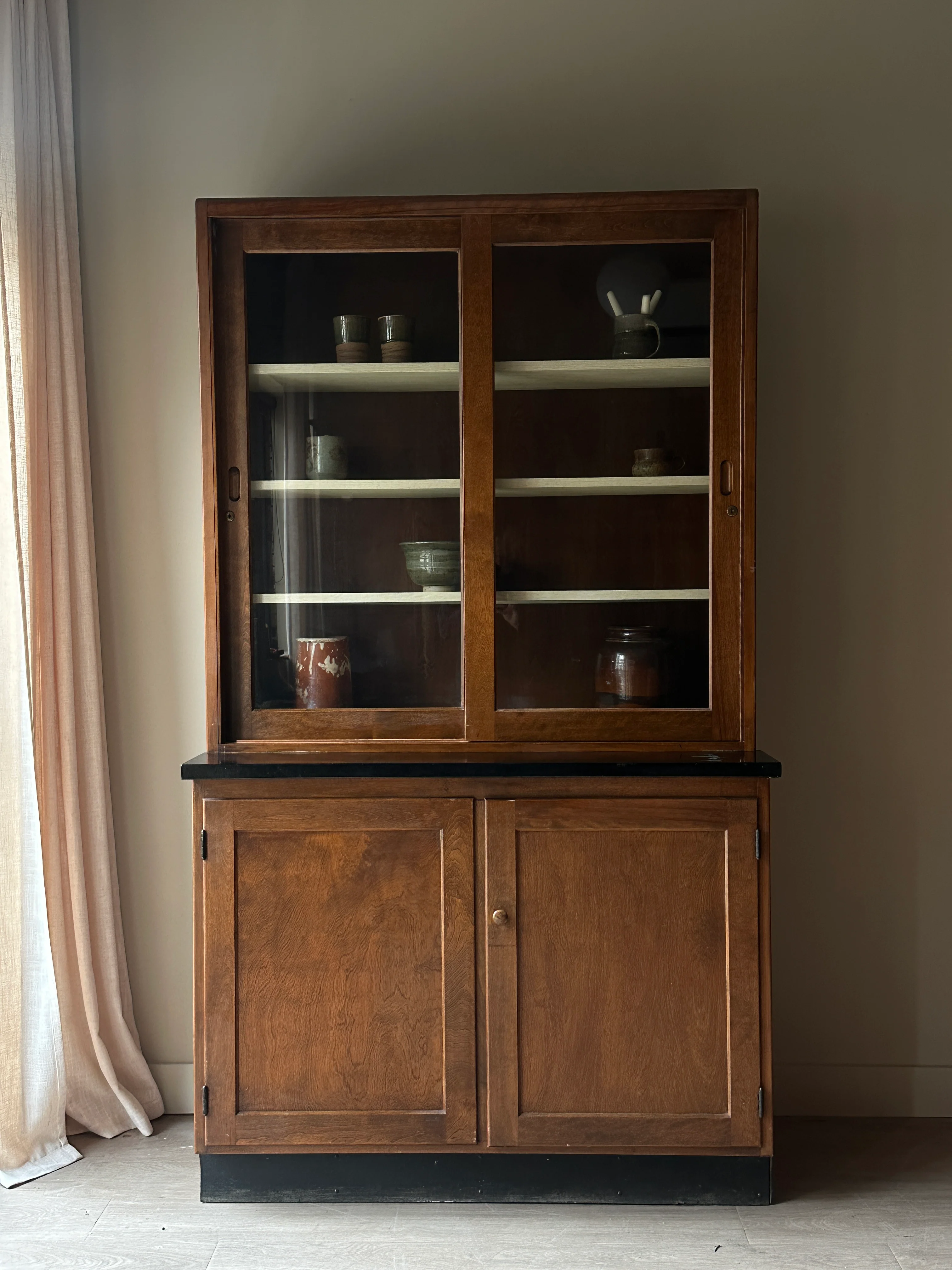 Glass sliding door hutch
