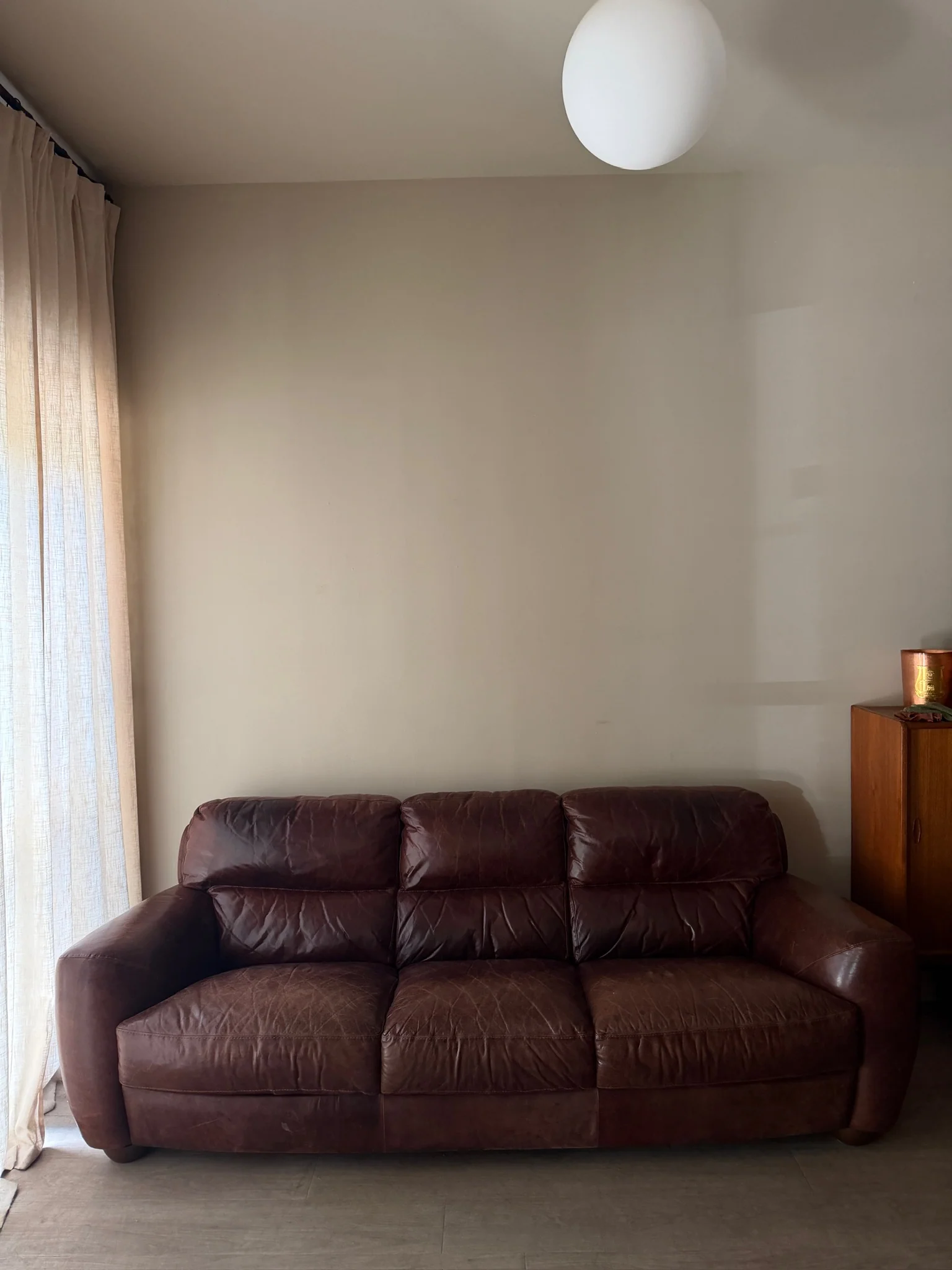 Italian brown leather sofa - Image 3