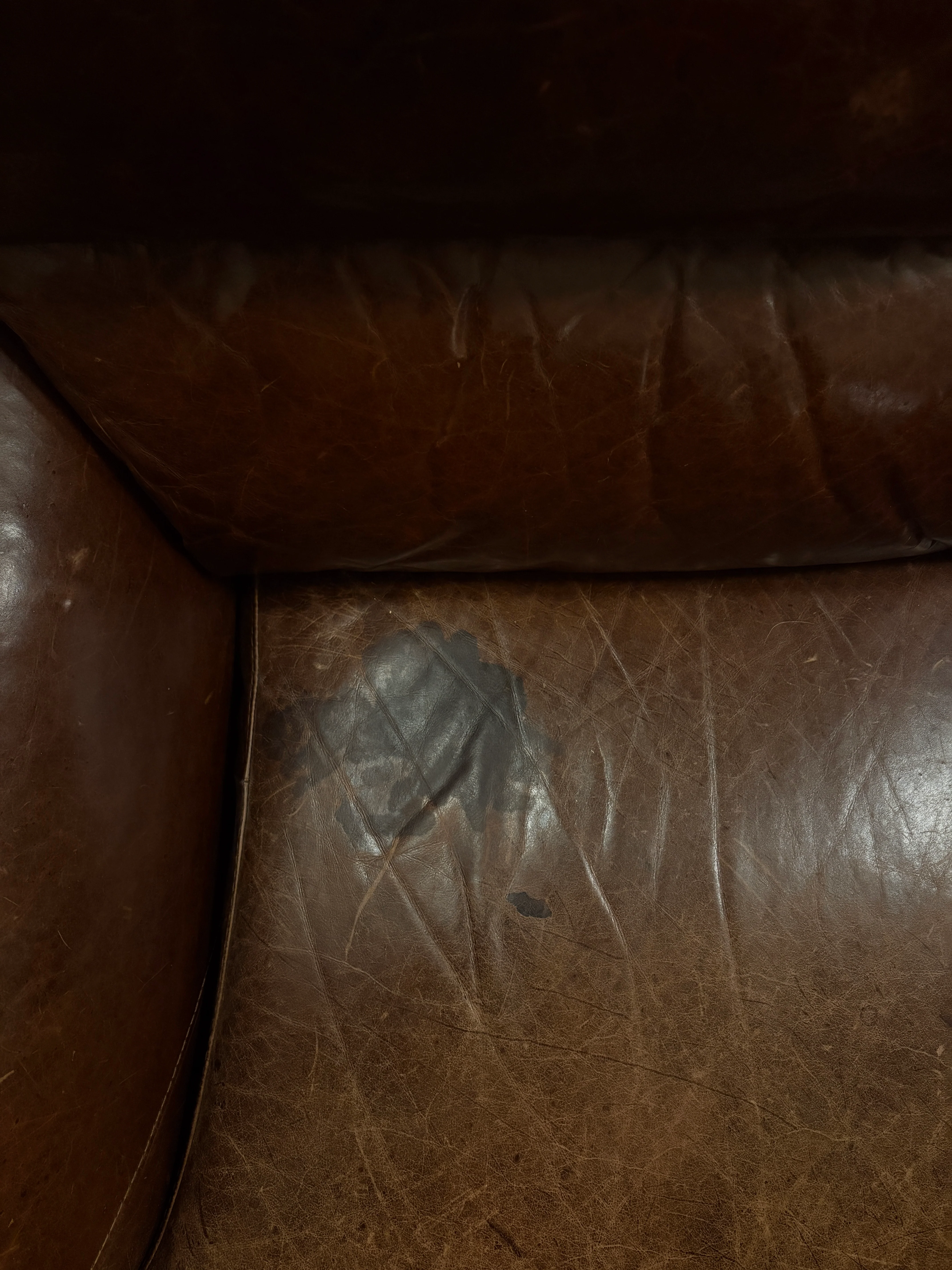 Italian brown leather sofa - Image 7