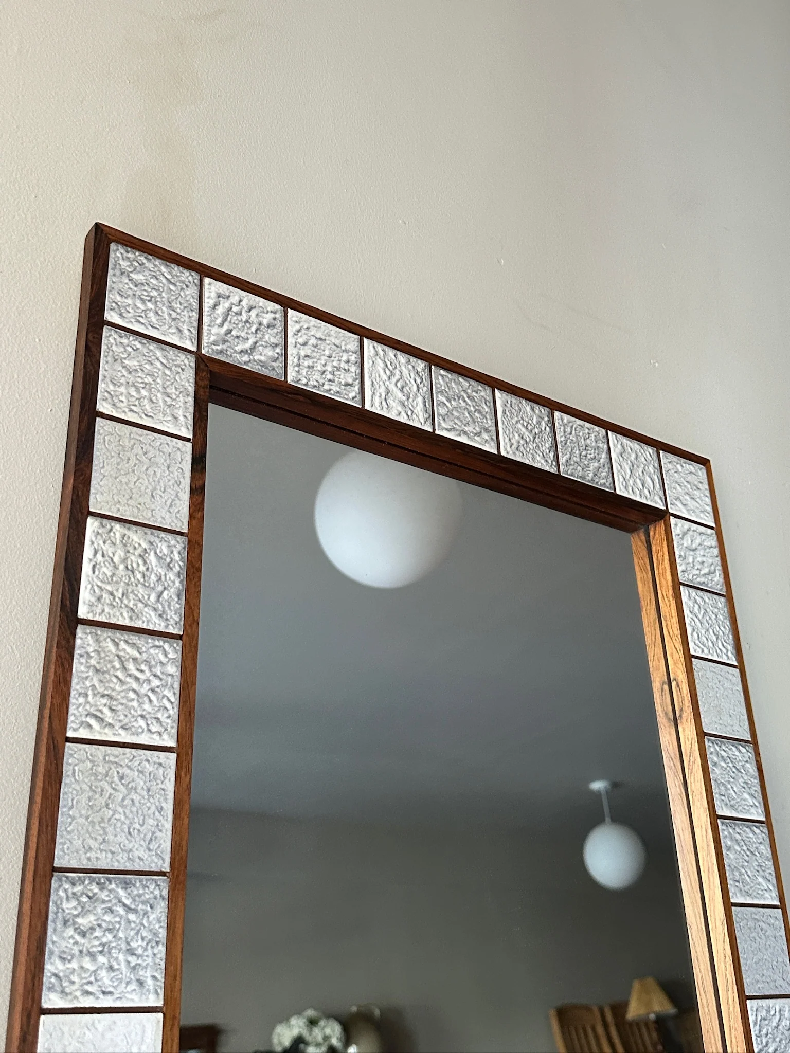 Jansen Spejle teak and ceramic tile mirror - Image 3