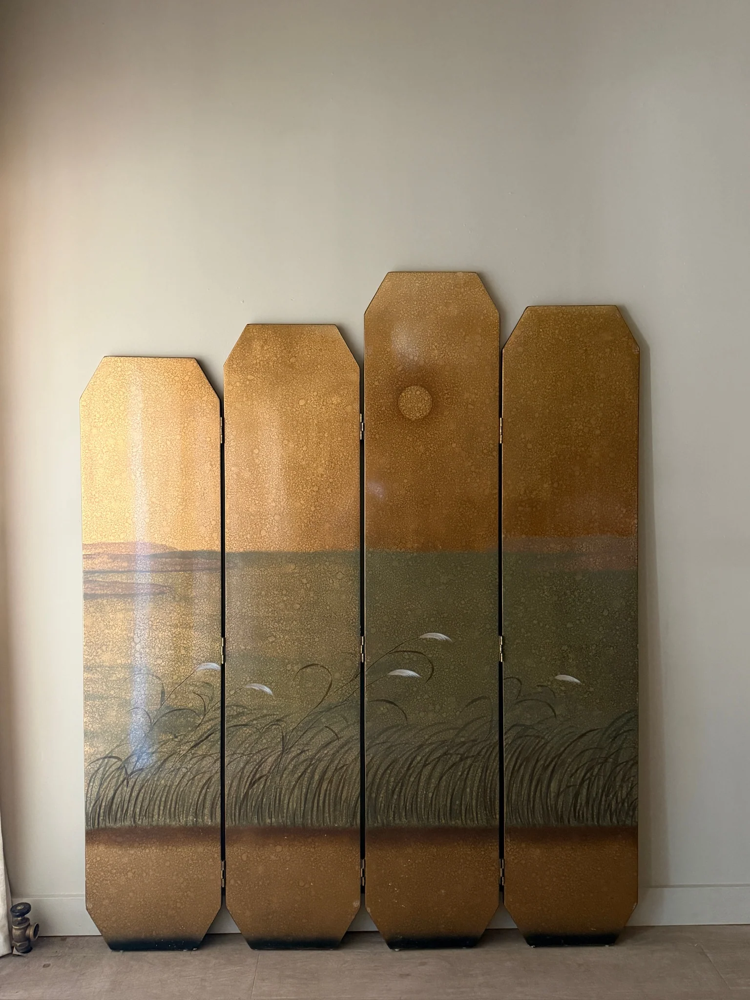 Japanese Byobu lacquered folding screen - Image 4