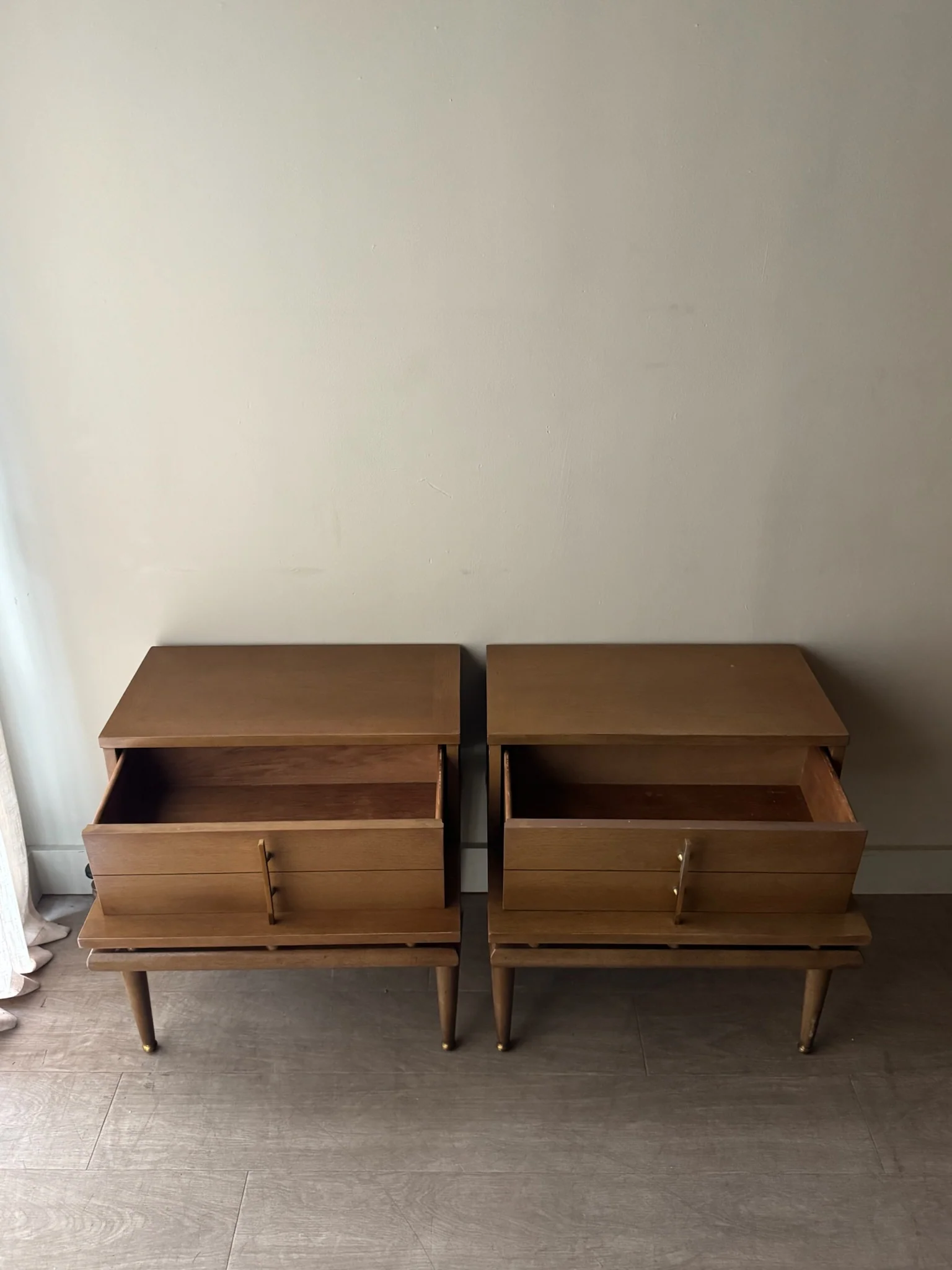 Kent Coffey walnut nightstands. Sold individually. - Image 6