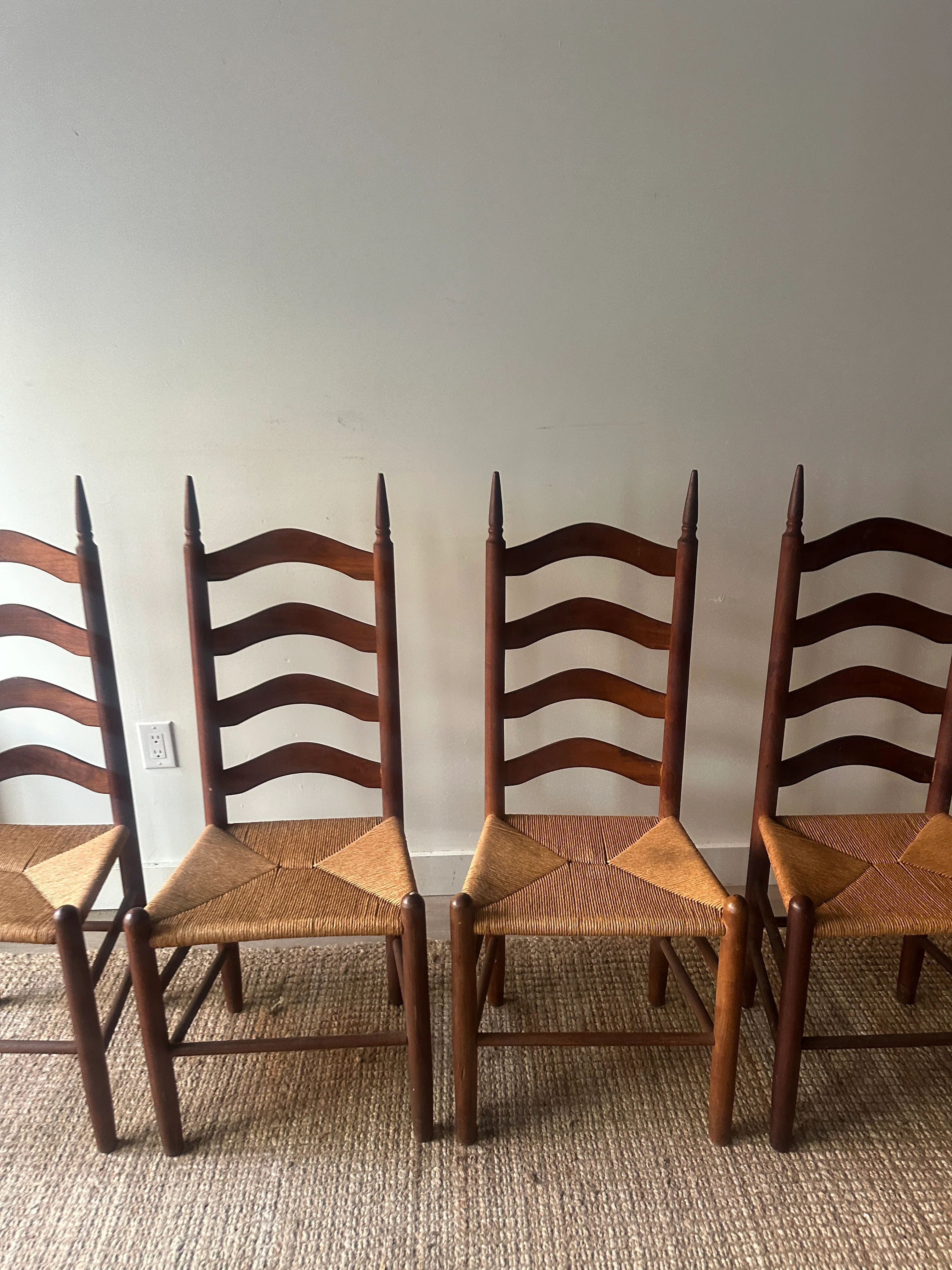 Ladder back rush seat chairs. Sold individually. - Image 2