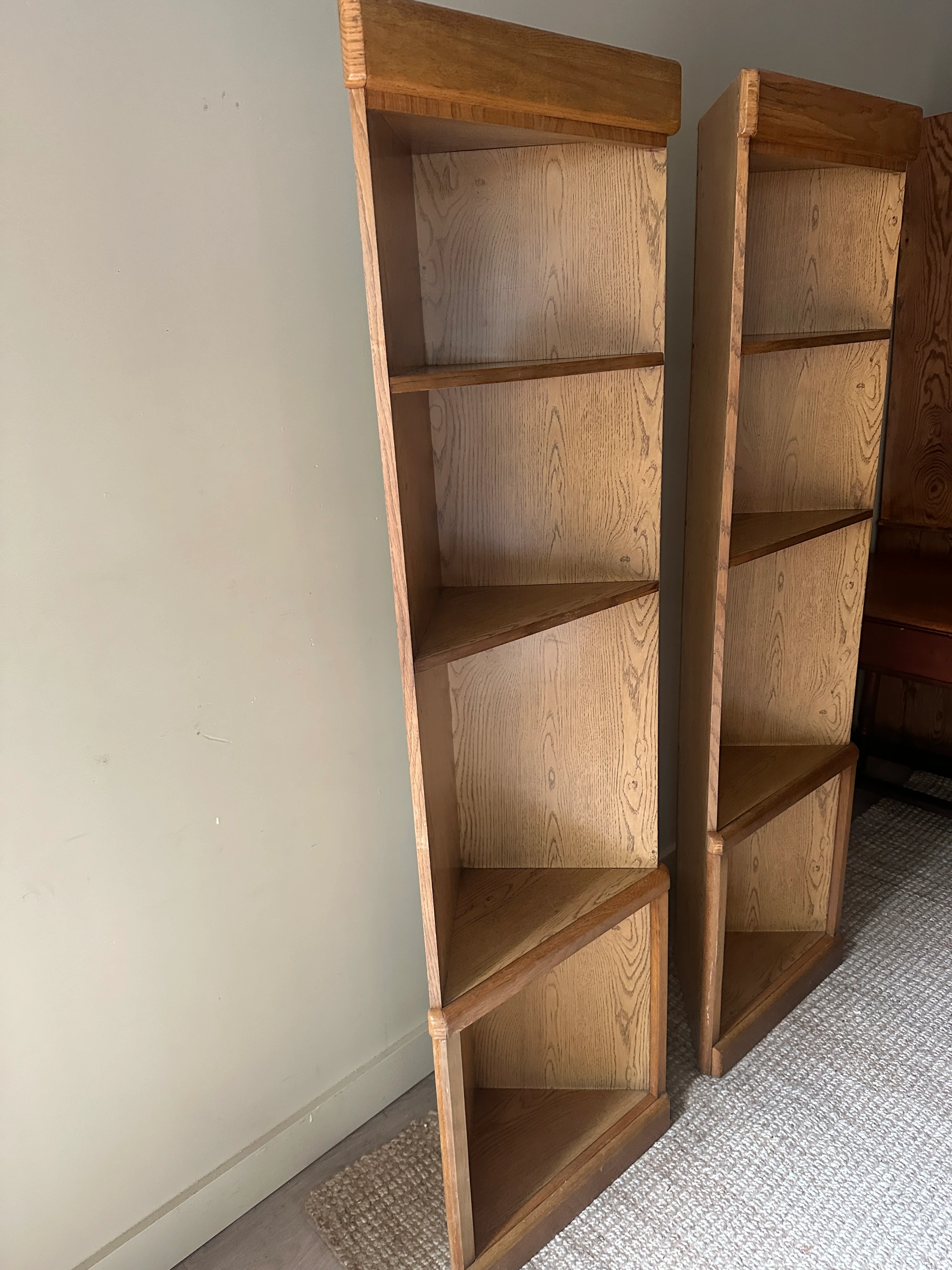 Laminate oak corner shelves. Sold individually. - Image 2