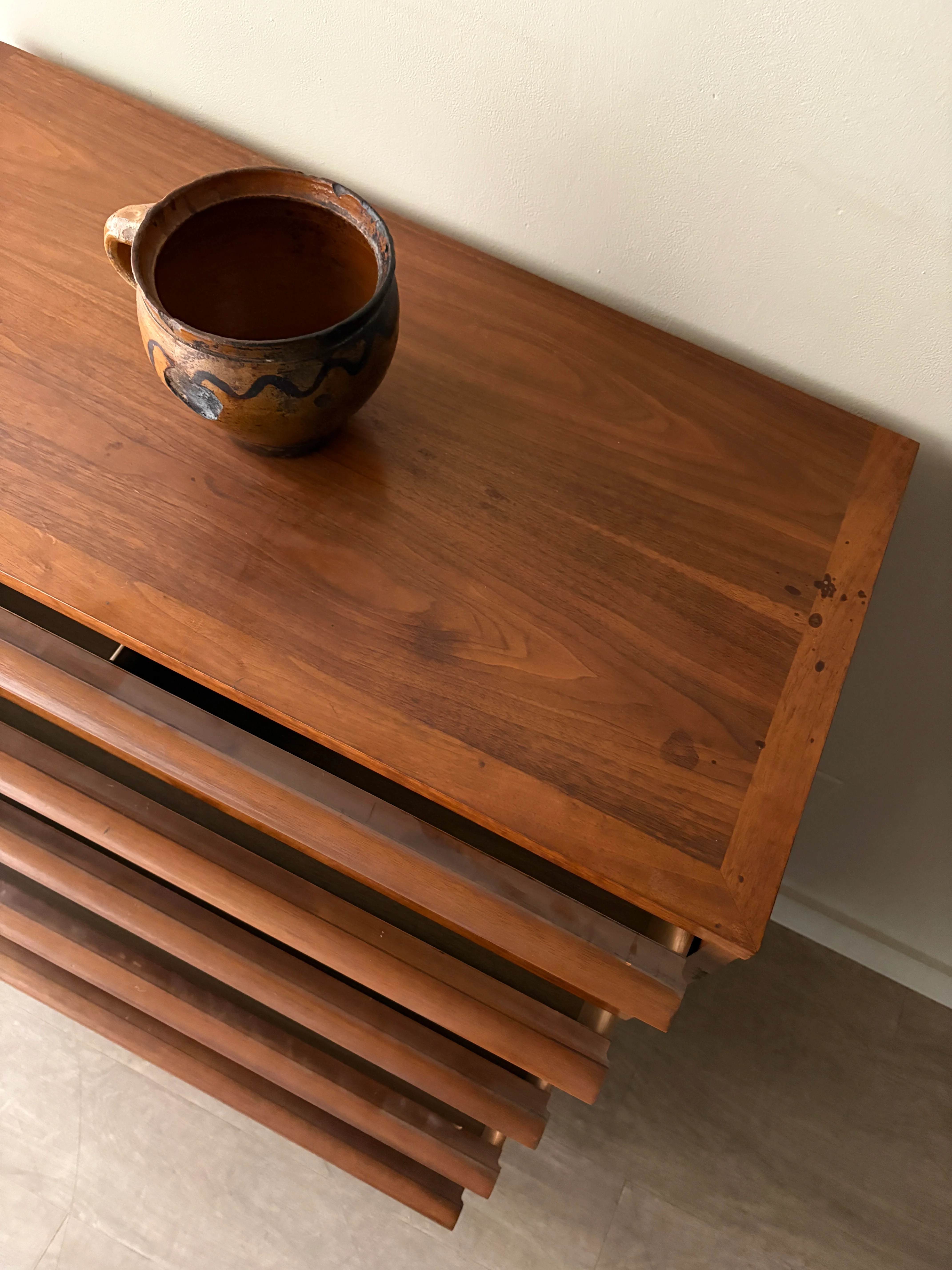 Lane walnut tallboy dresser - Image 6