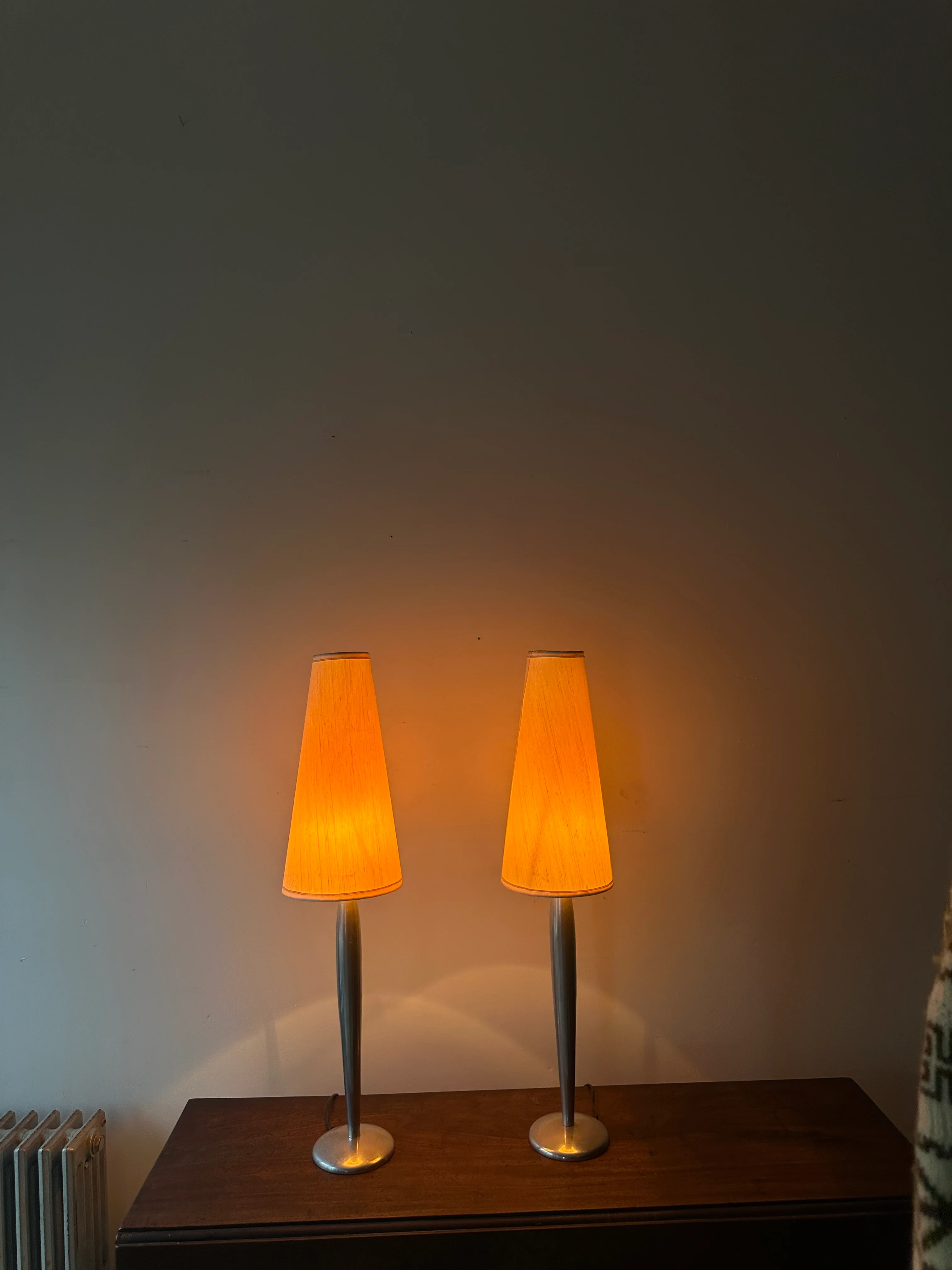 Lucien Gau Paris brushed crome table lamps. Sold as a pair. - Image 5