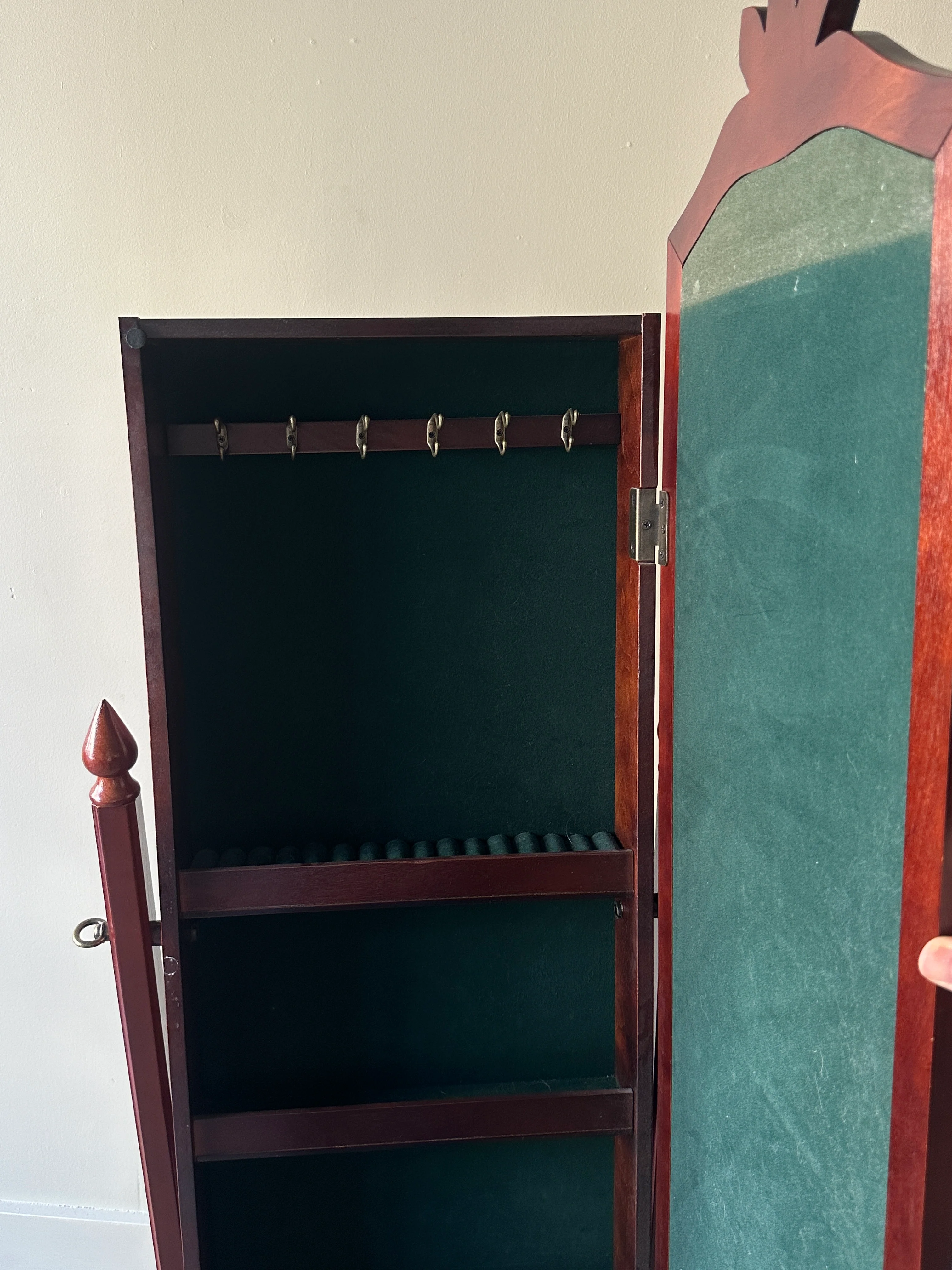 Mahogany Cheval mirror w jewelry cabinet - Image 4
