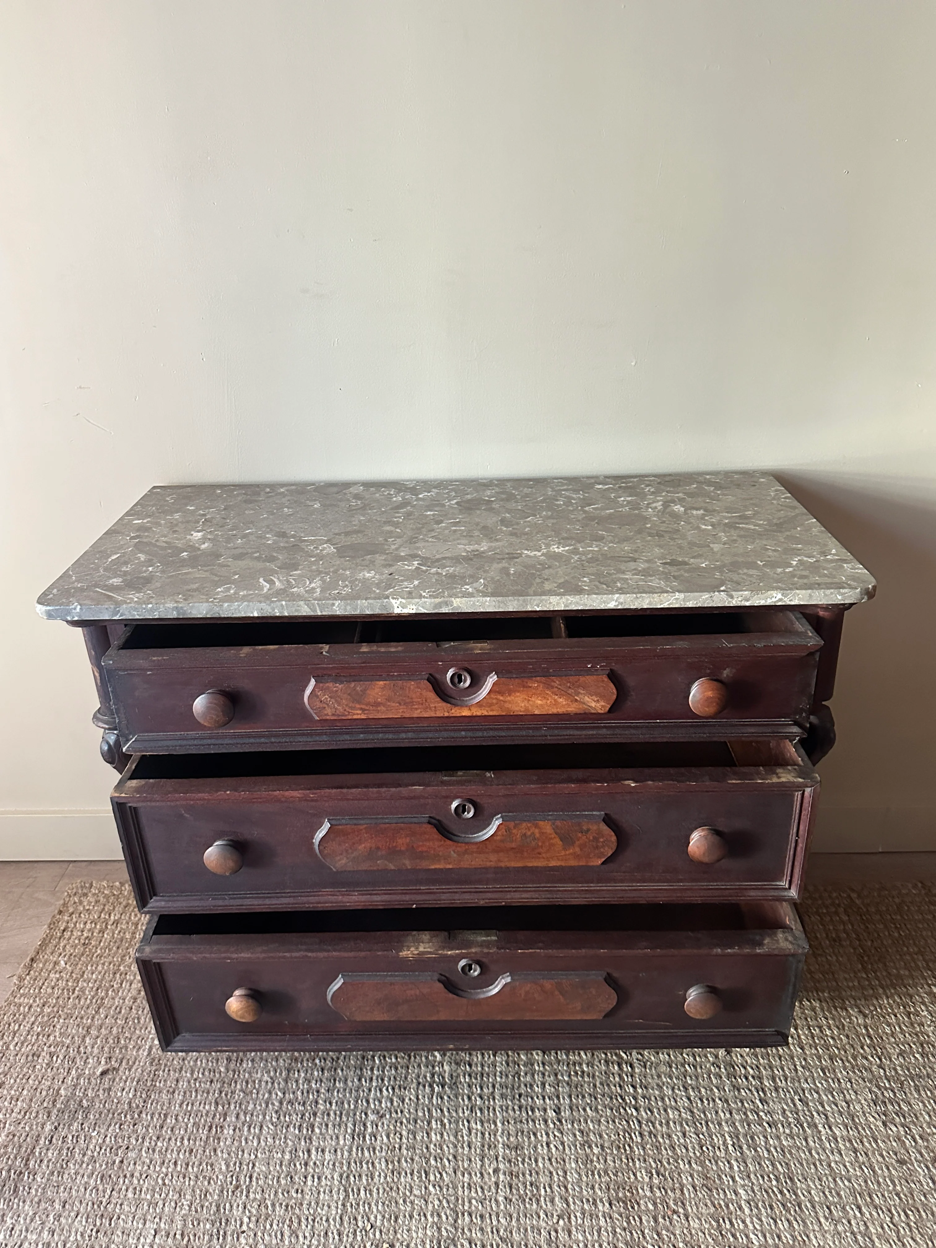 Marble top mahogany dresser - Image 8