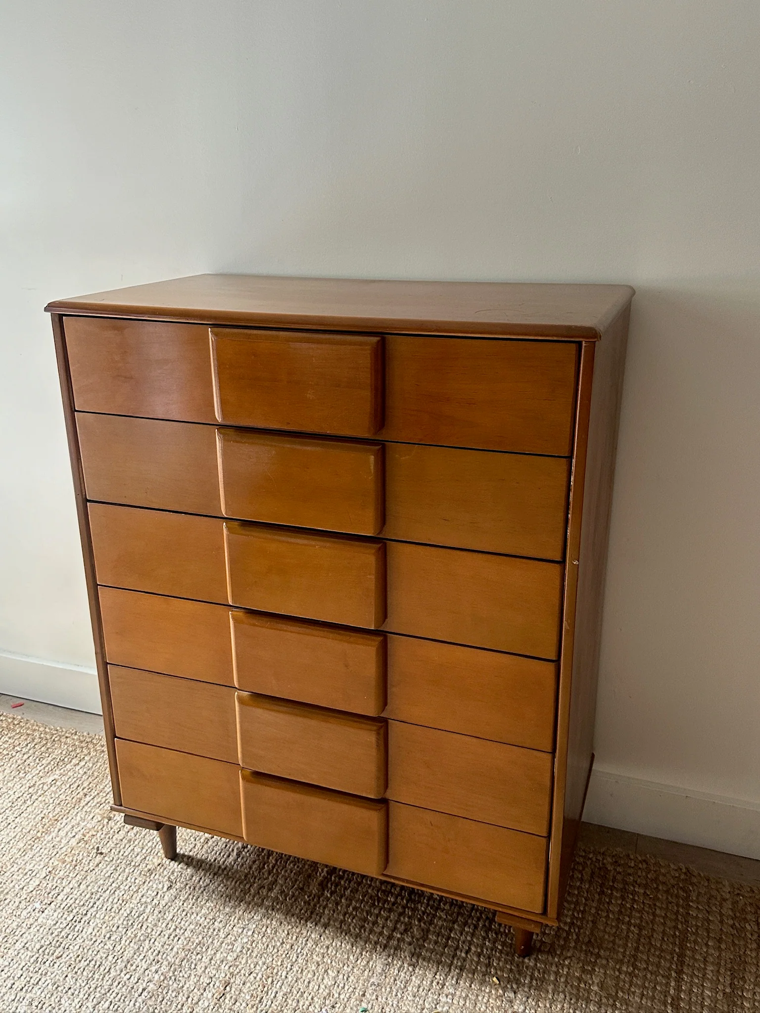 Mid-Century Maple Tallboy Dresser - Image 3
