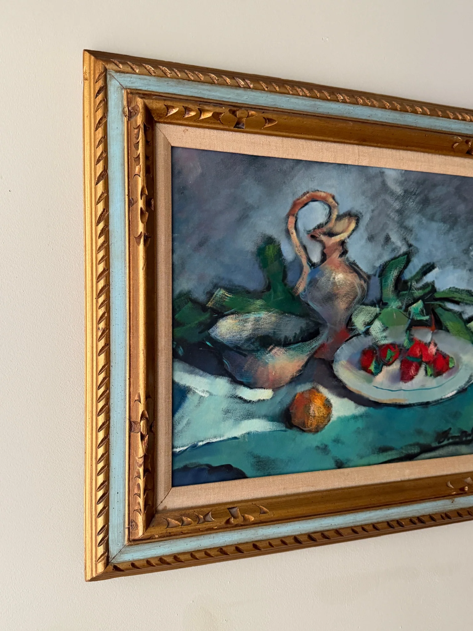 Modernist kitchen table still life. Signed. - Image 2