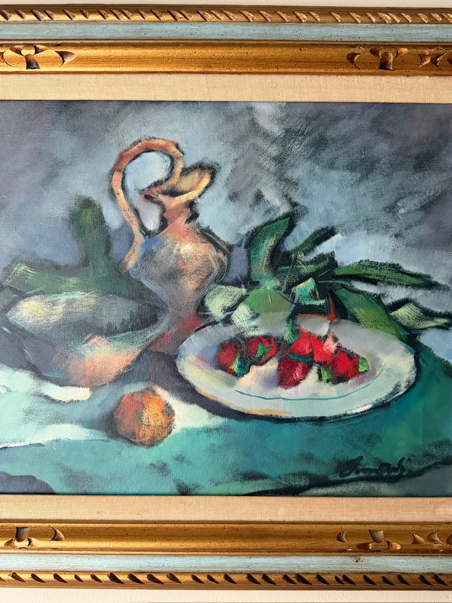 Modernist kitchen table still life. Signed. - Image 4