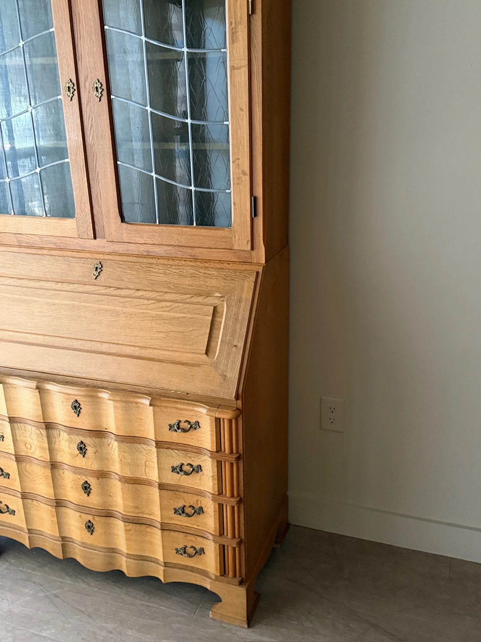 N. O. Andersen Danish two piece oak secretary cabinet - Image 3