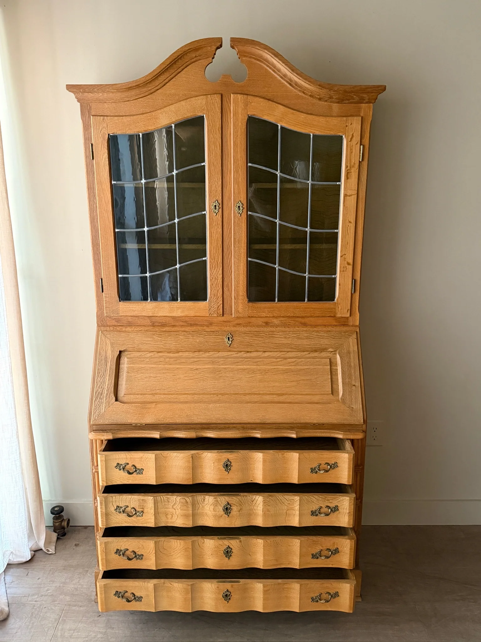 N. O. Andersen Danish two piece oak secretary cabinet - Image 5