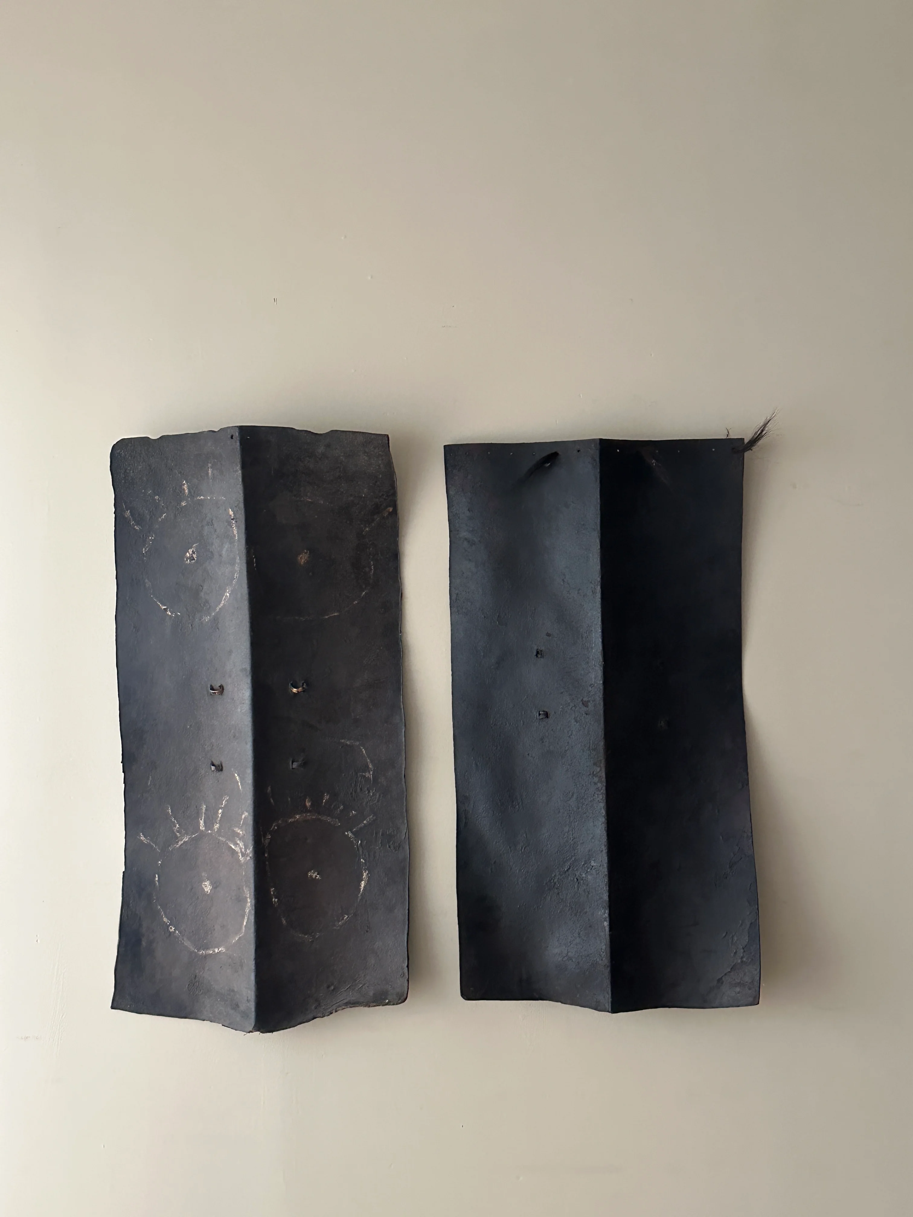 Naga tribal buffalo leather shields. (Left) - Image 2