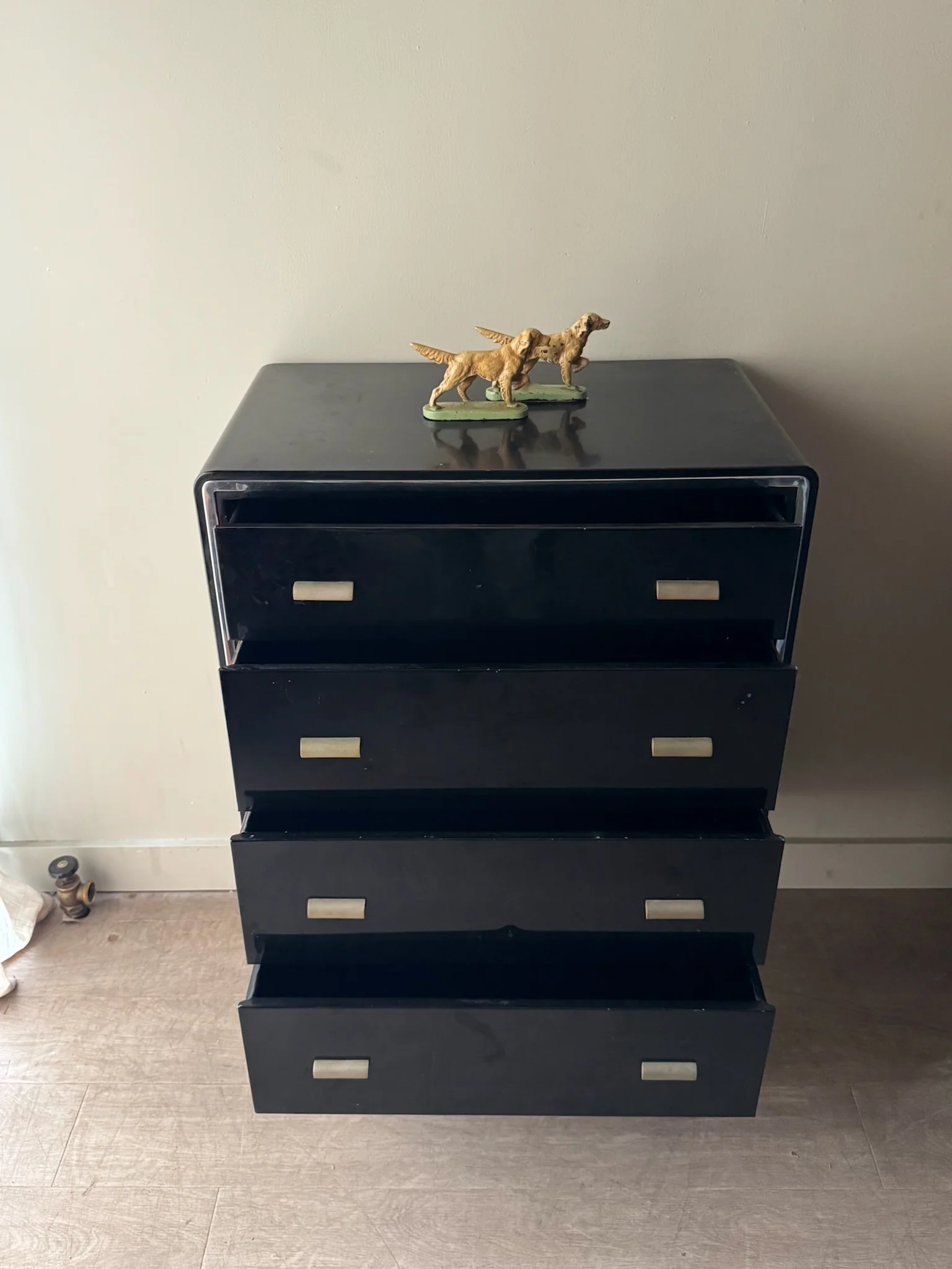 Norman Bel Geddes for Simmons steel tallboy dresser - Image 4