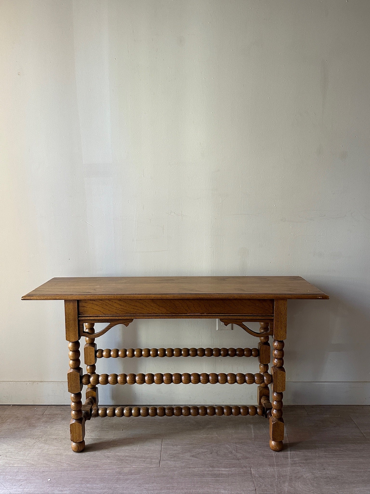 Oak bobbin leg console table - Image 2
