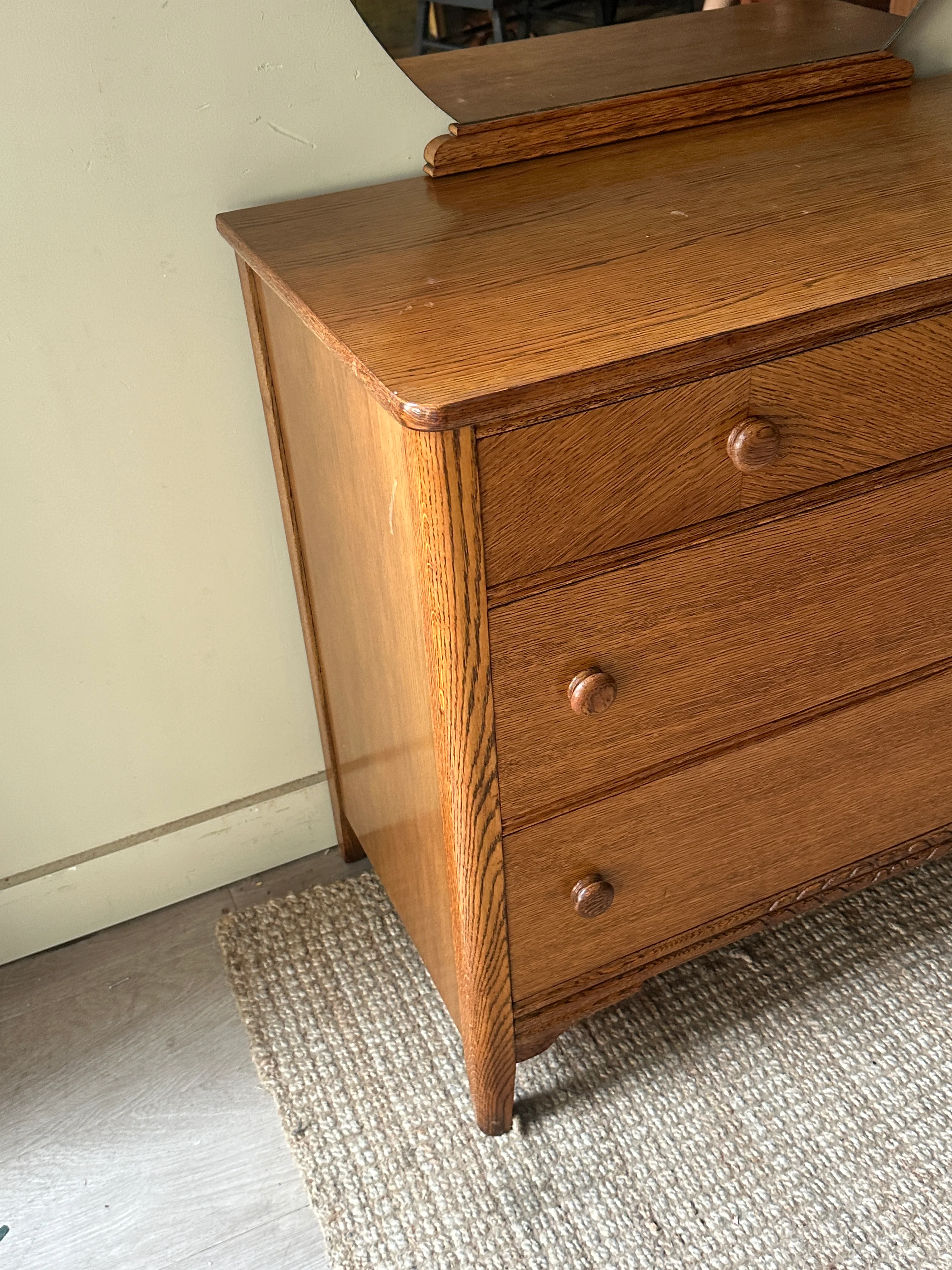 Oak dresser with vanity mirror - Image 2