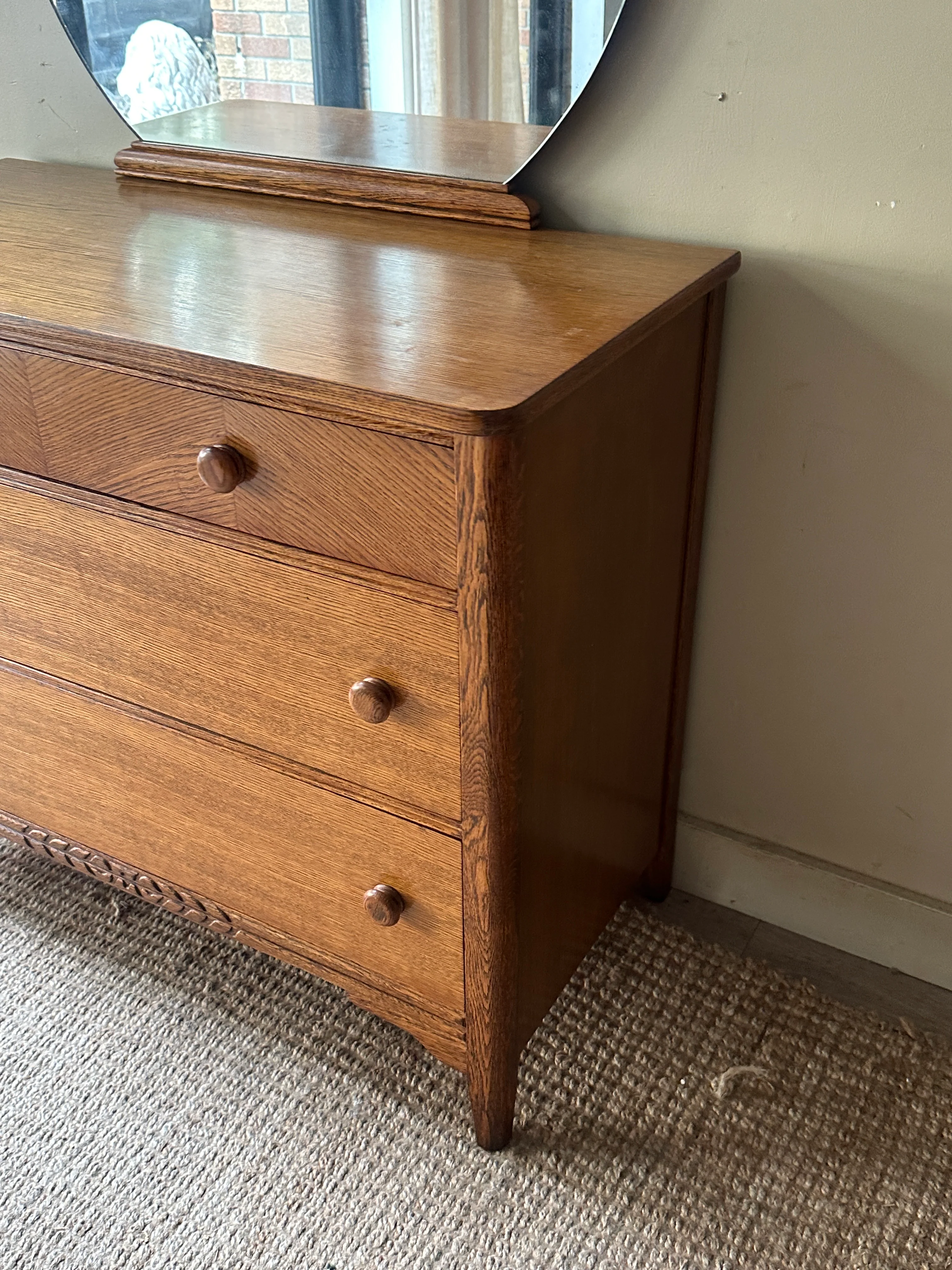 Oak dresser with vanity mirror - Image 3