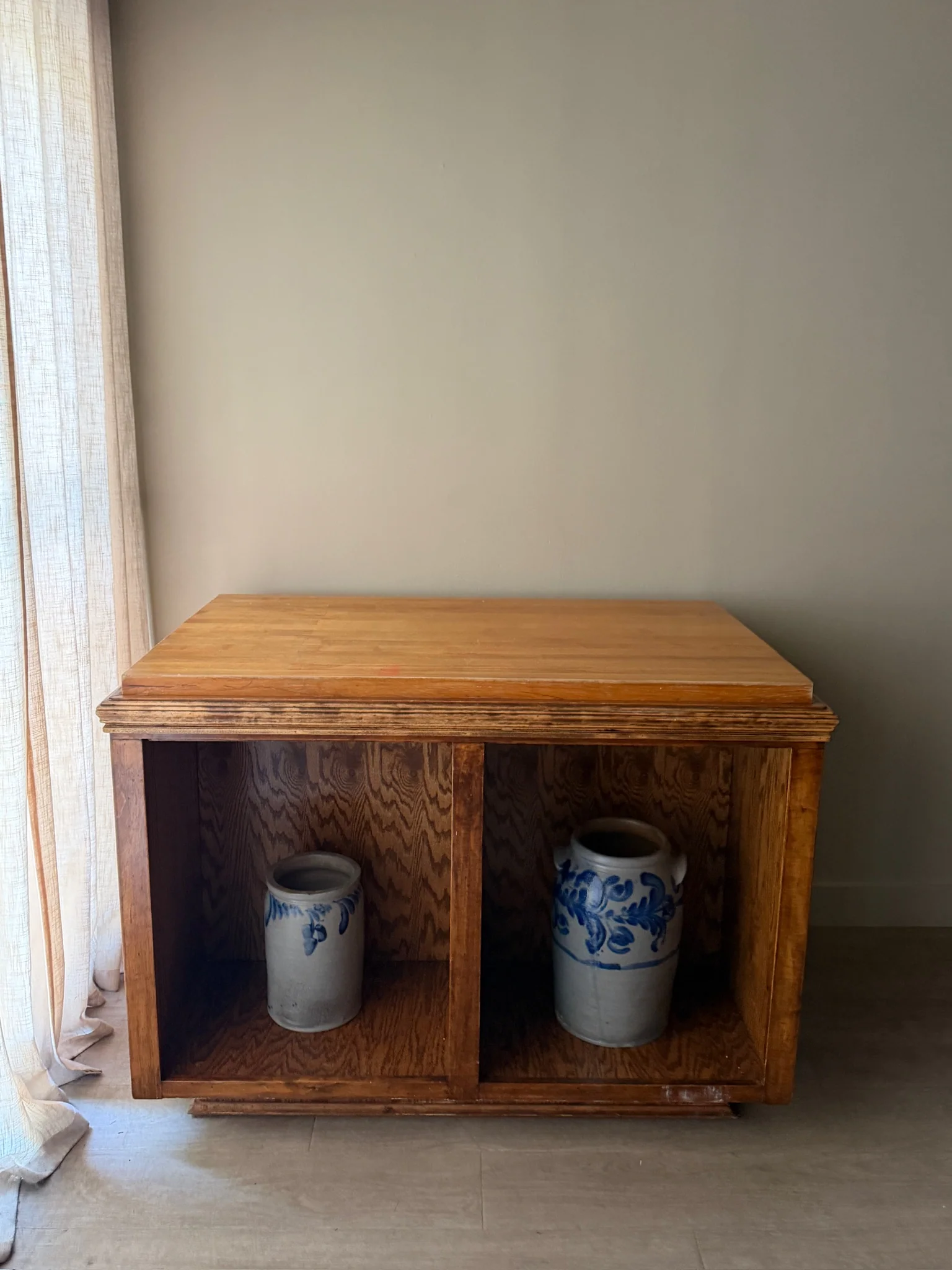 Oak mercantile table/island with butcher block top - Image 2