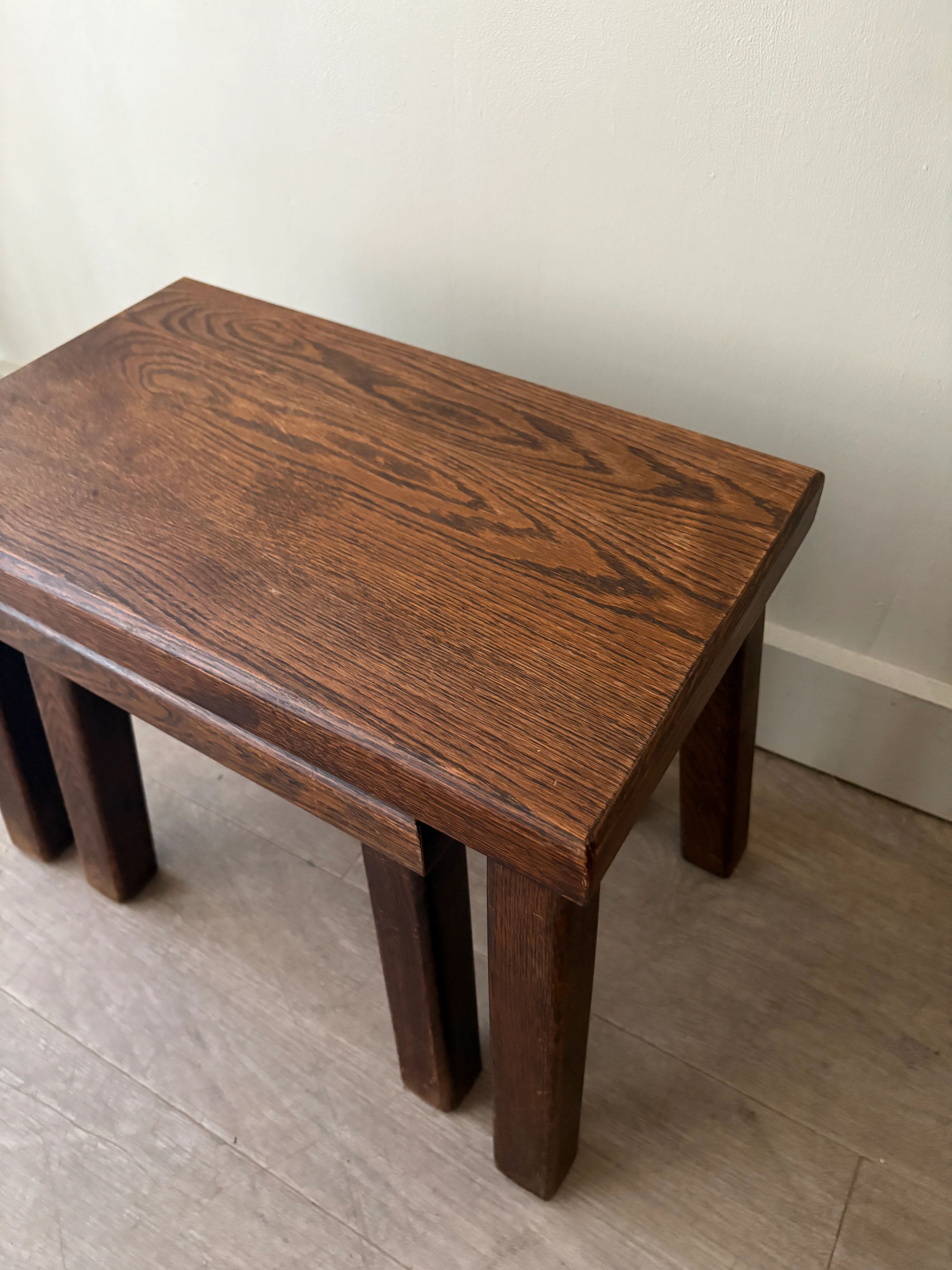 Belgian Brutalist oak nesting tables - Image 4