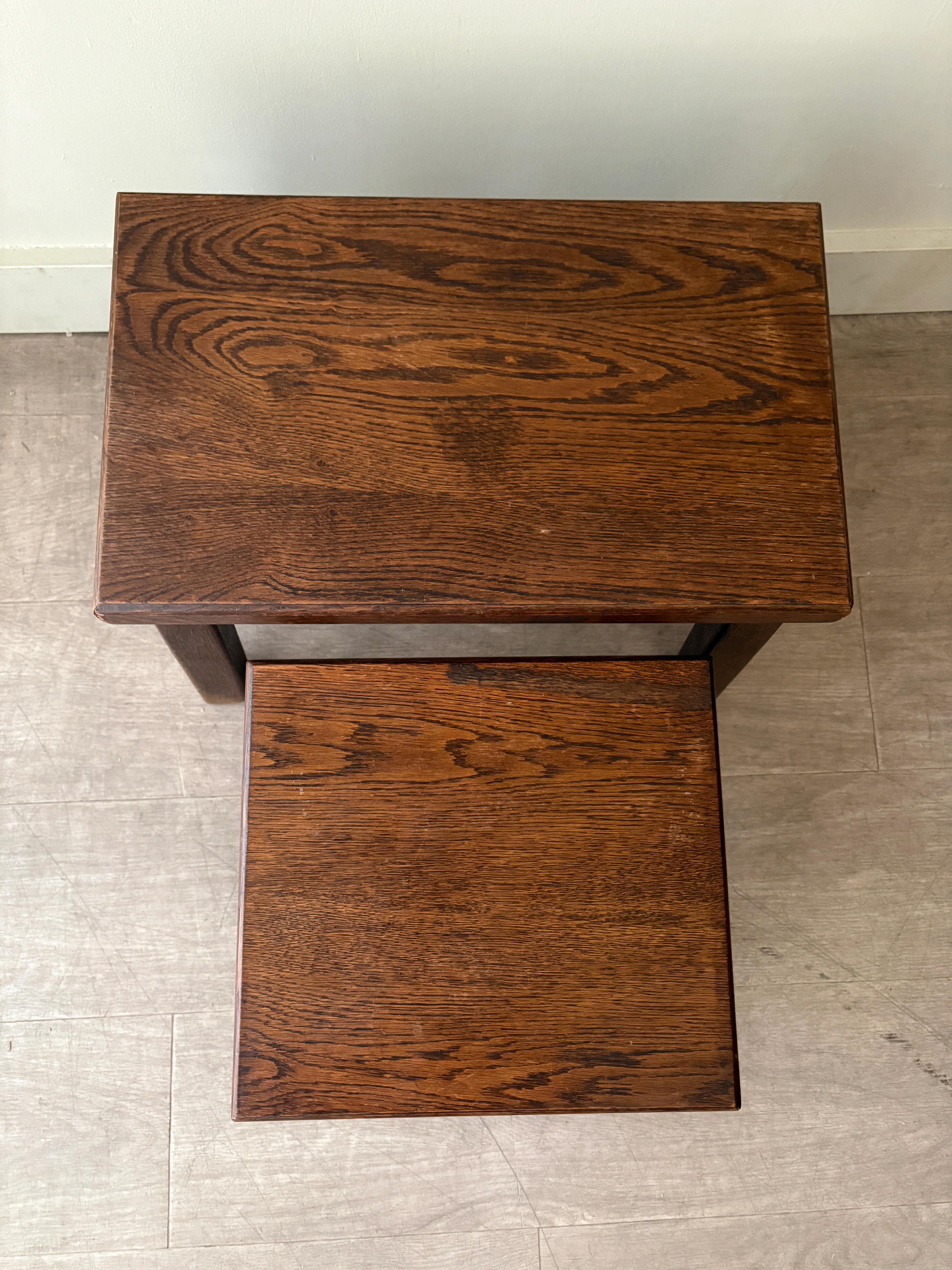 Belgian Brutalist oak nesting tables - Image 6