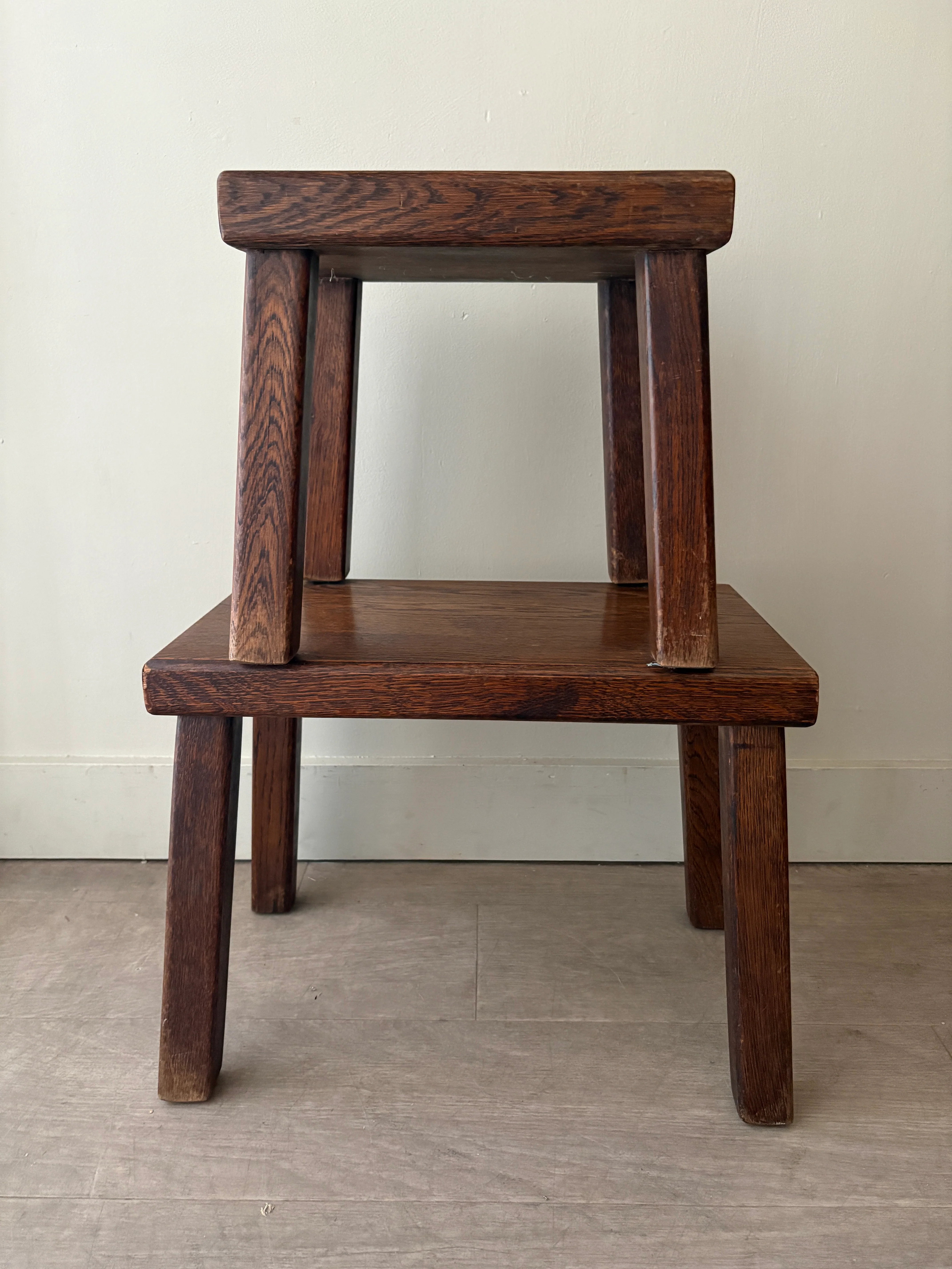 Belgian Brutalist oak nesting tables - Image 7