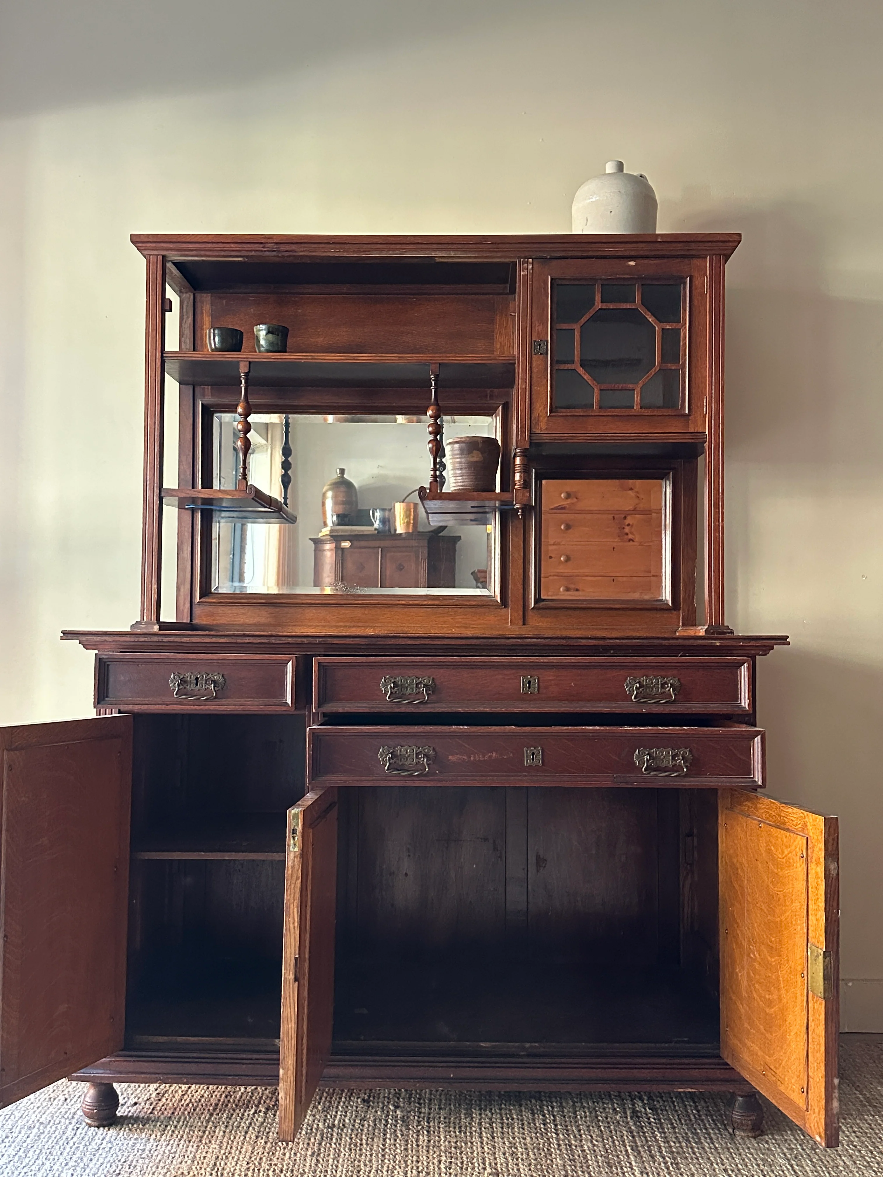 Oak two piece hutch - Image 5