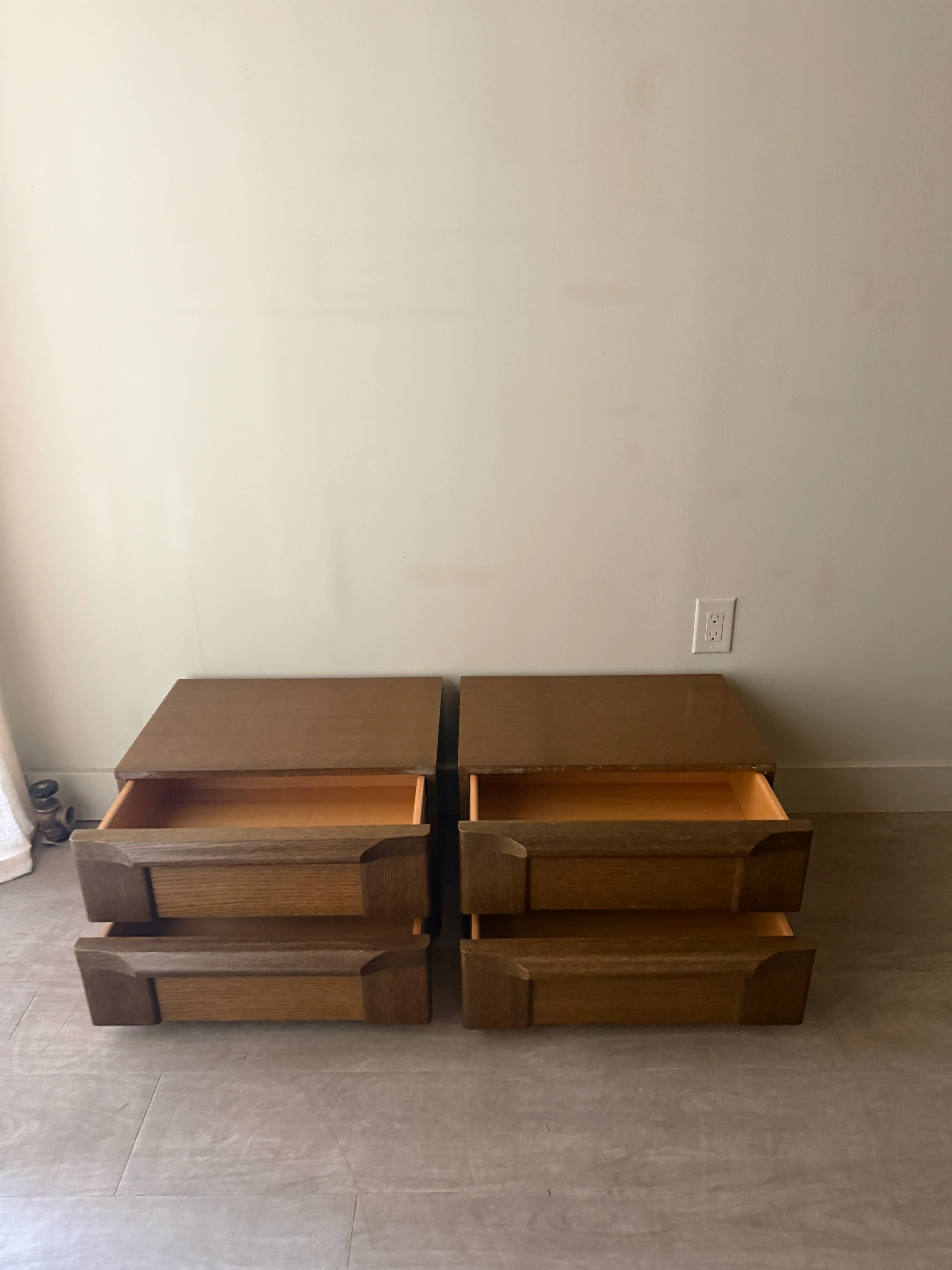Pair of Brutalist Dutch oak nightstands. - Image 5