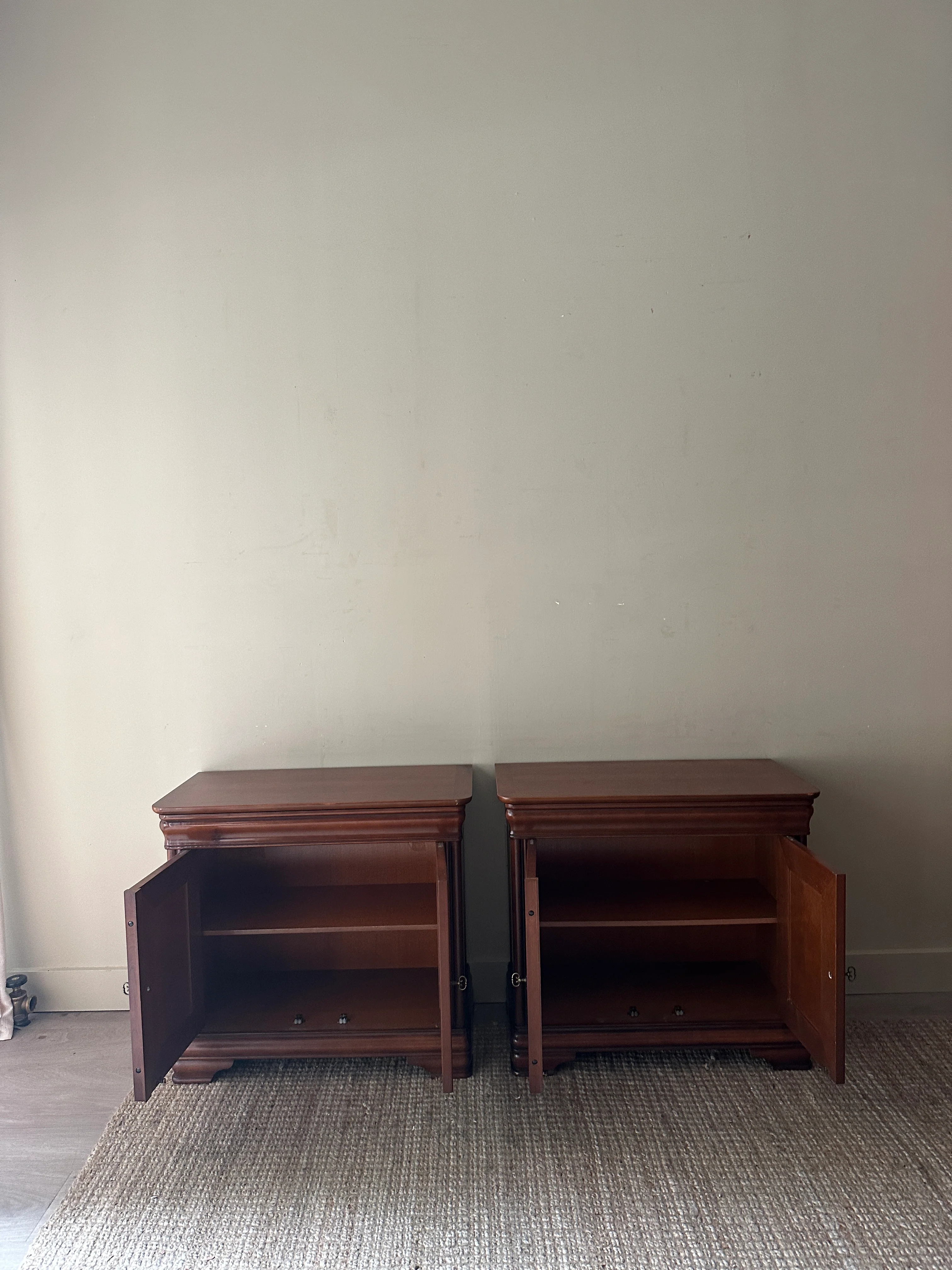 Pair of walnut nightstands. Sold together. - Image 5