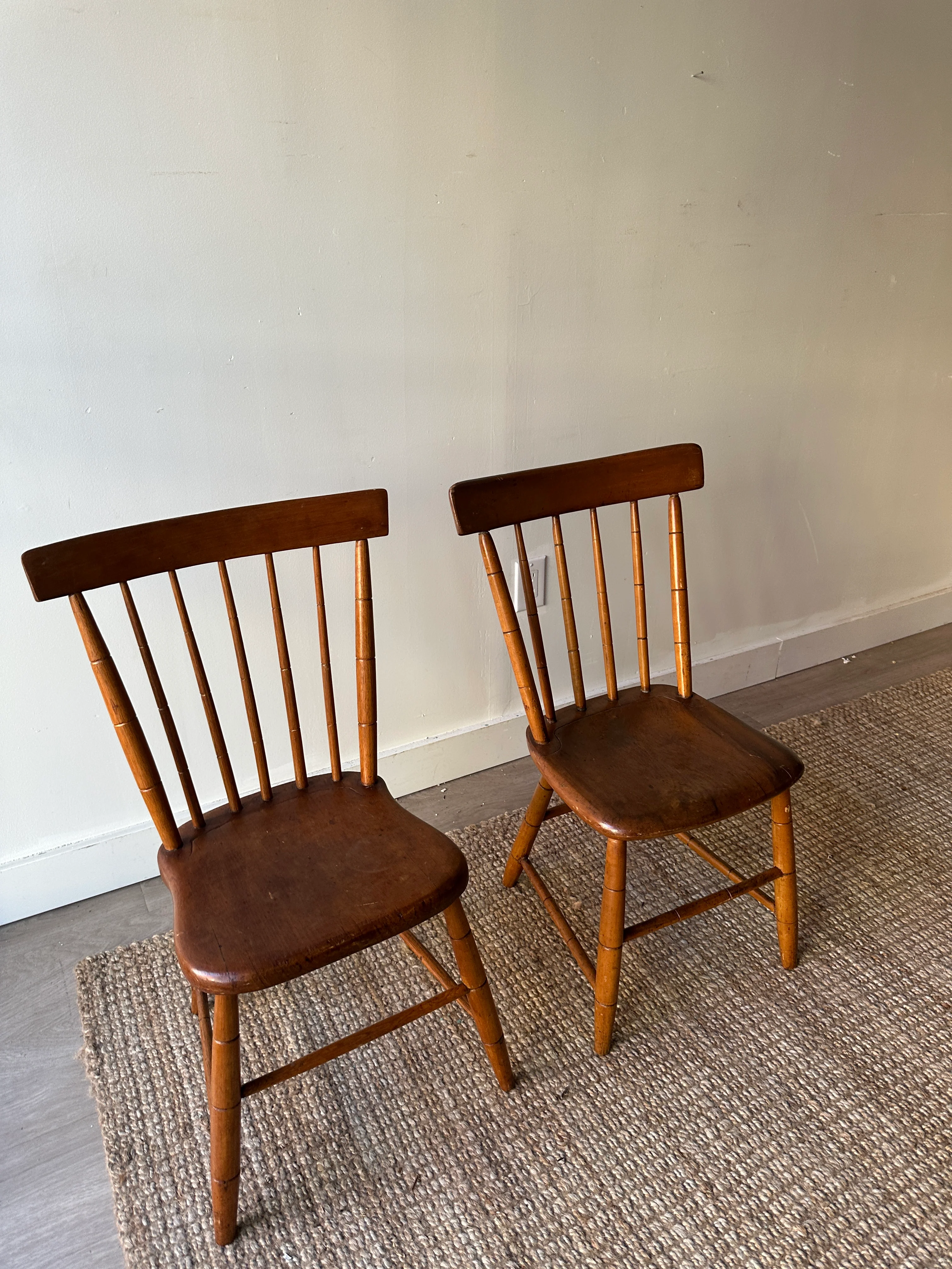Pair of plank seat chairs. Sold together. - Image 2