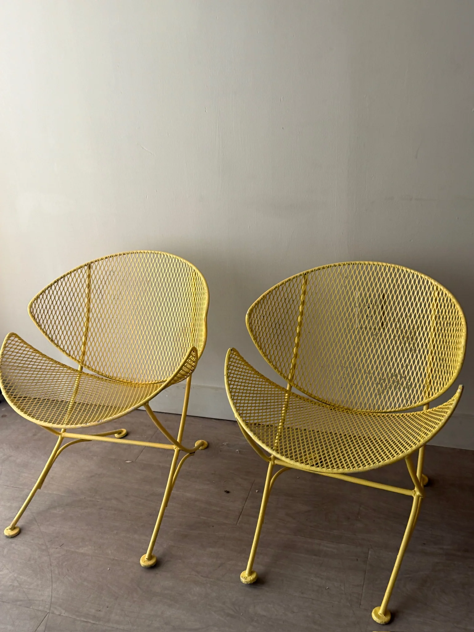 Pair of yellow Salterini orange slice chairs - Image 2