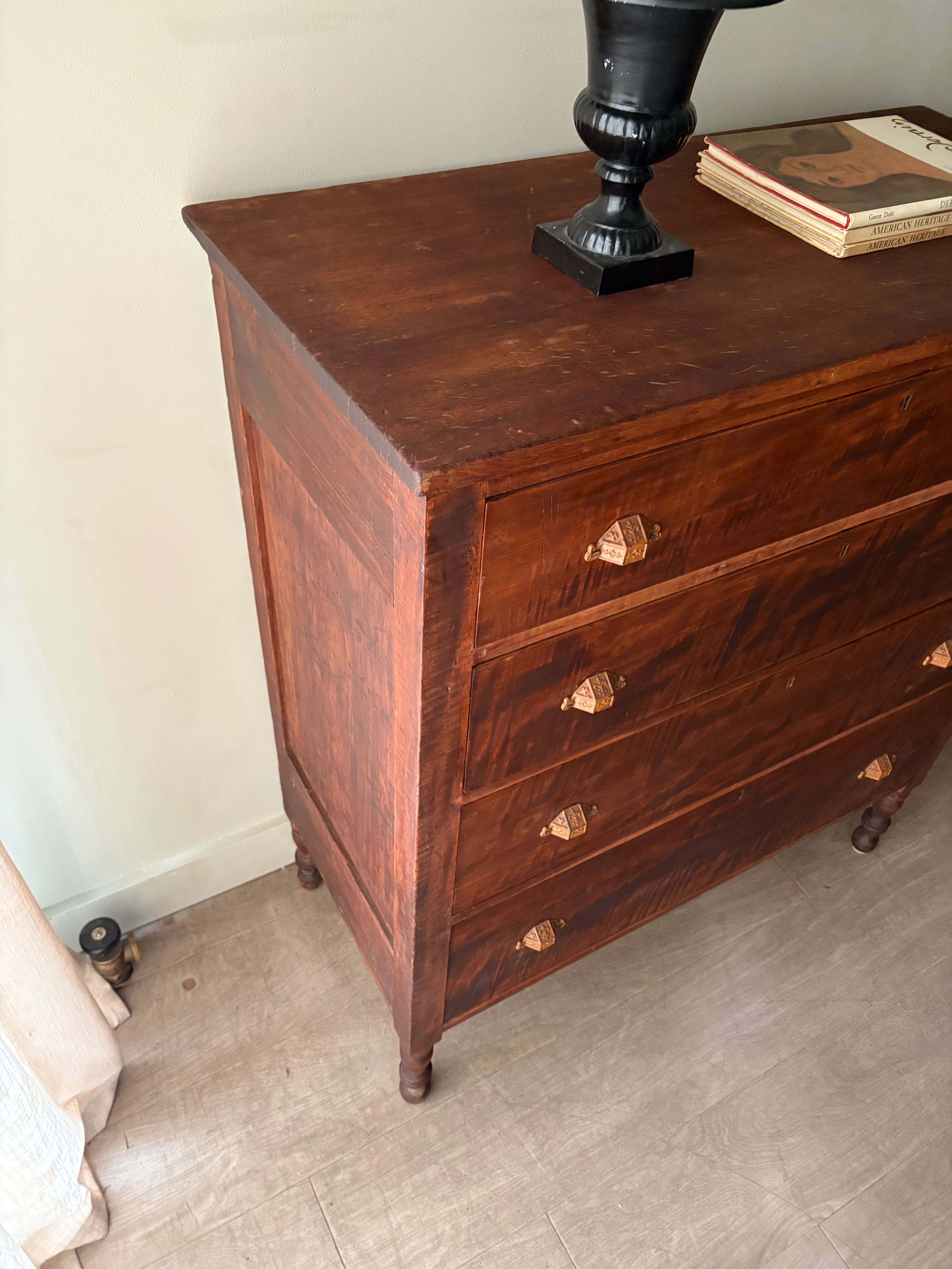 Pennsylvania Sheraton tiger maple tallboy dresser - Image 3