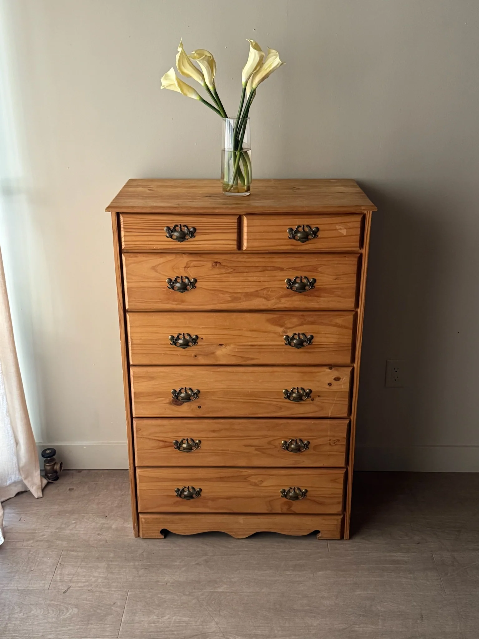 Pine tallboy dresser - Image 2