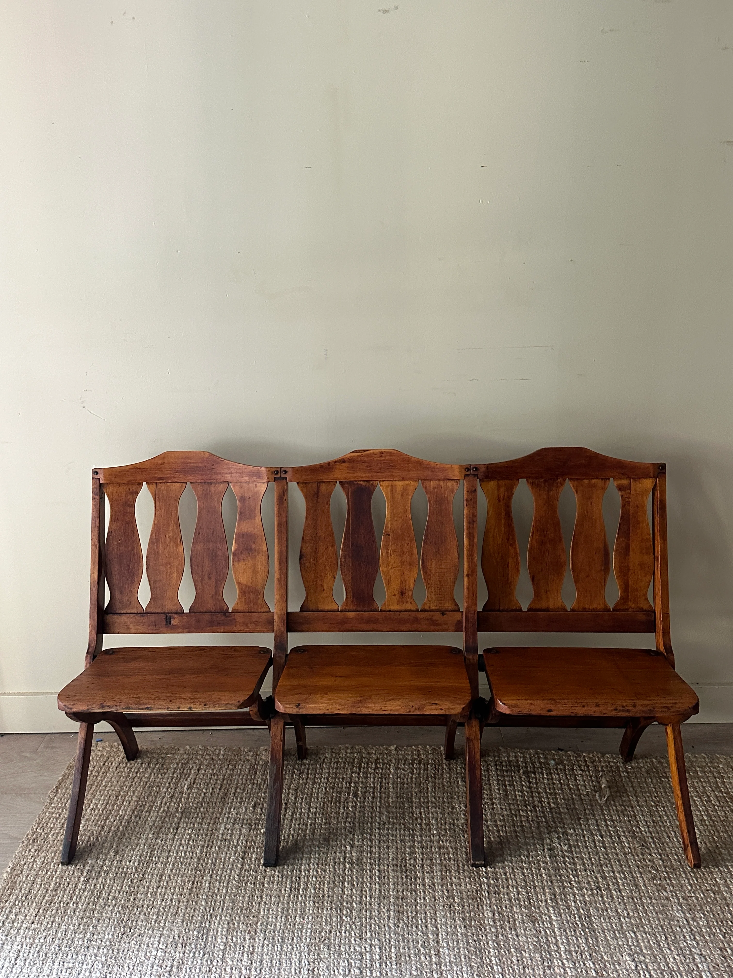 Pine three seater folding bench
