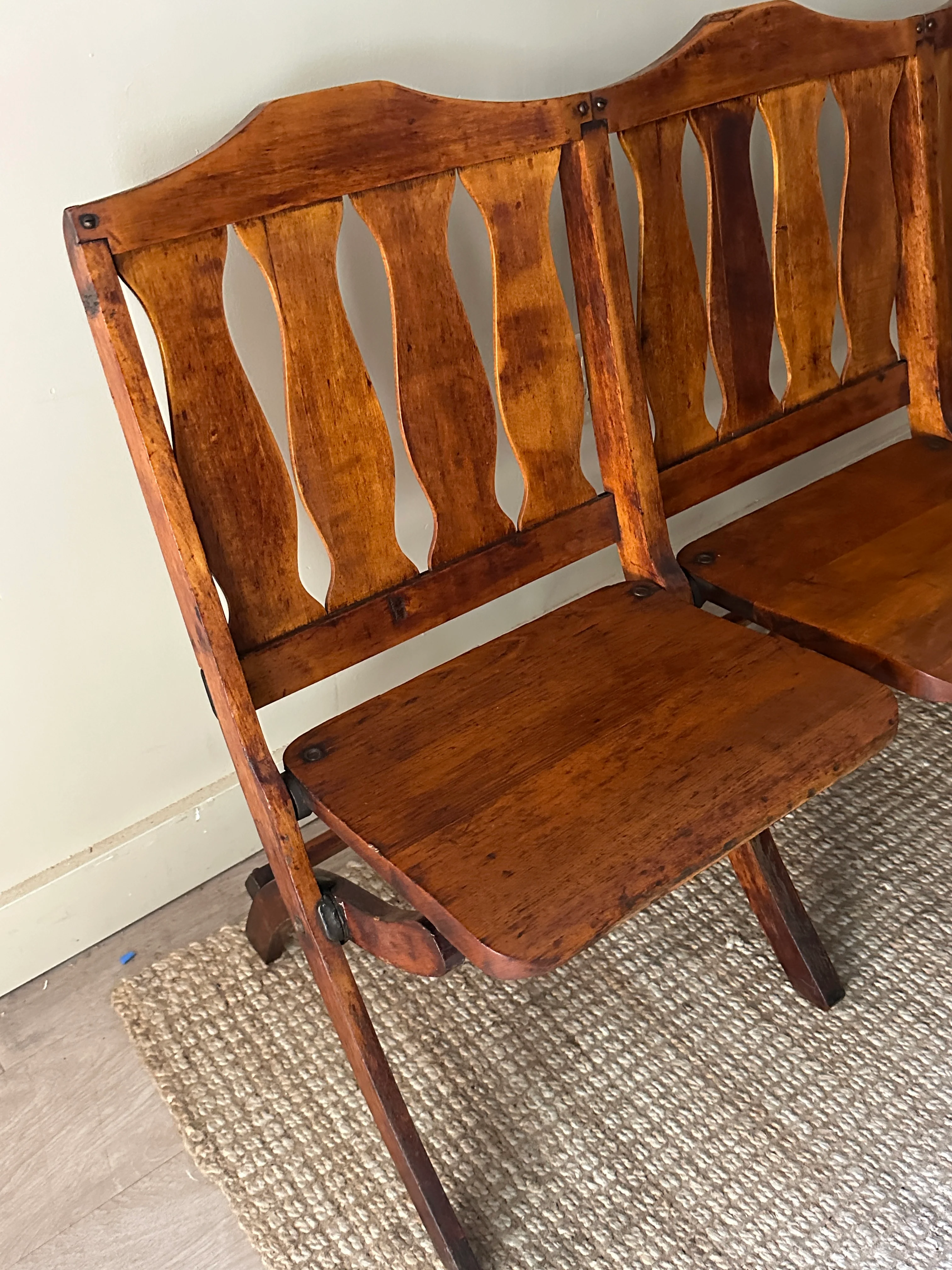 Pine three seater folding bench - Image 2