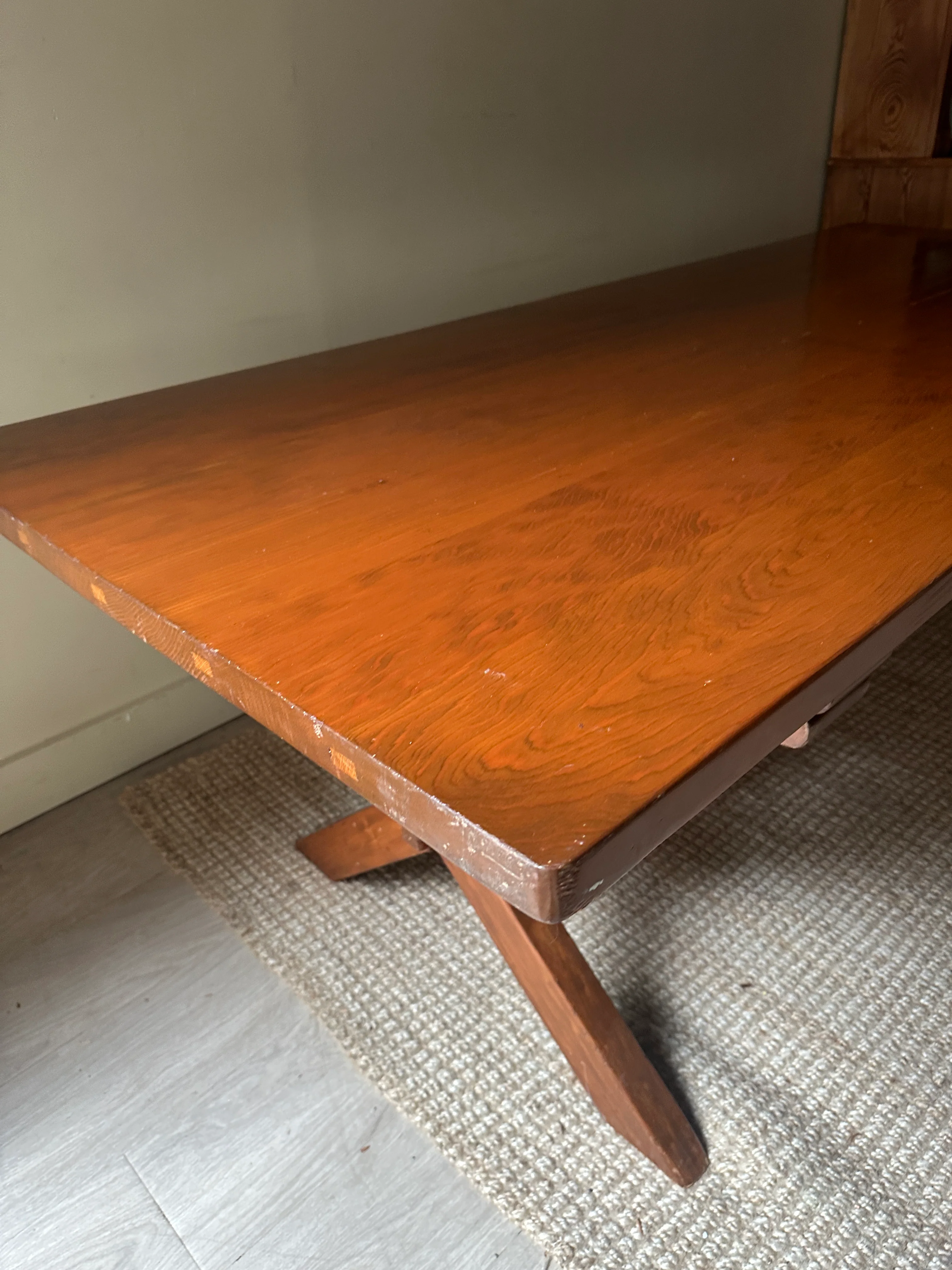Pine trestle table - Image 3