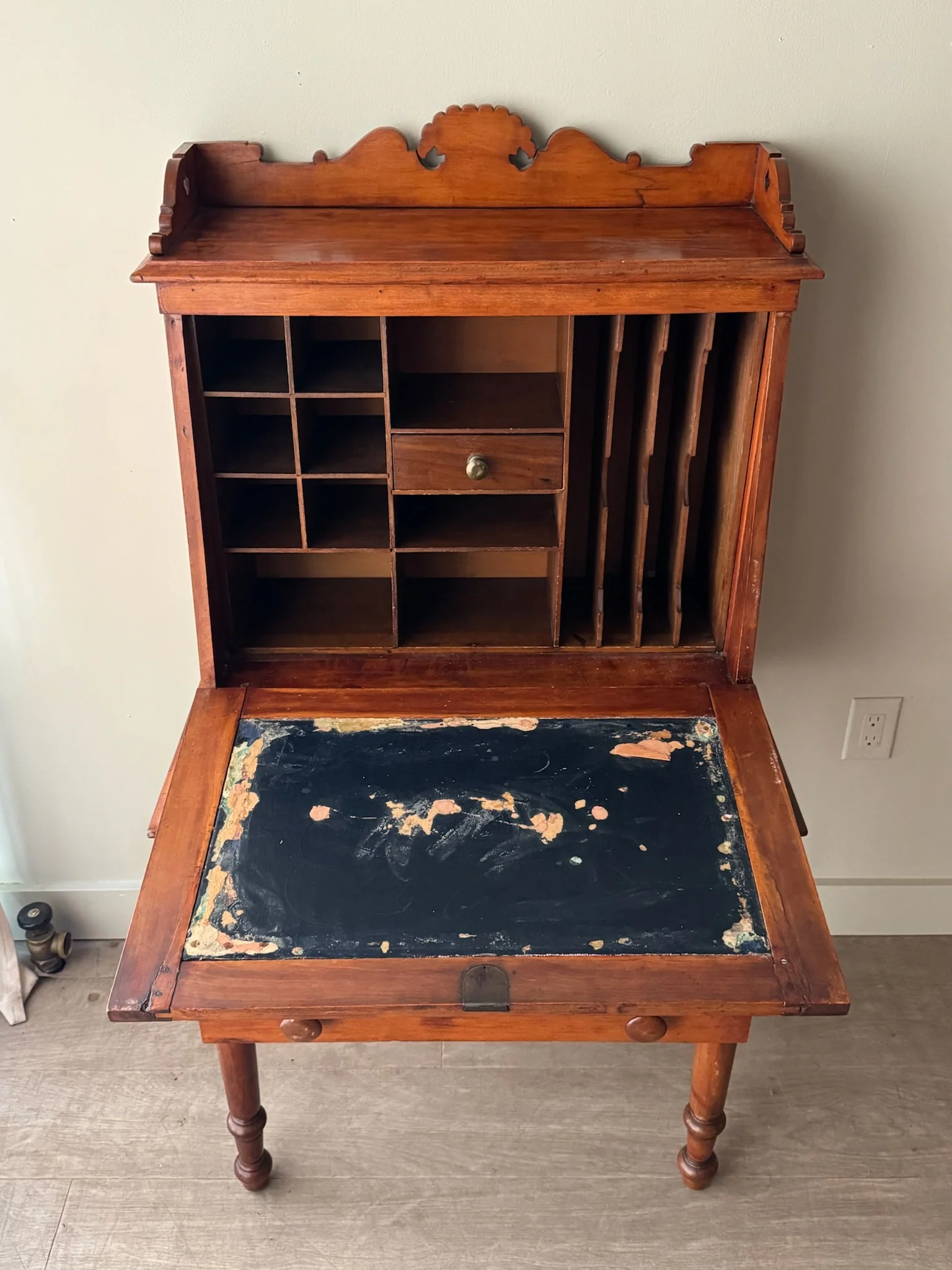 Victorian pine secretary desk - Image 7