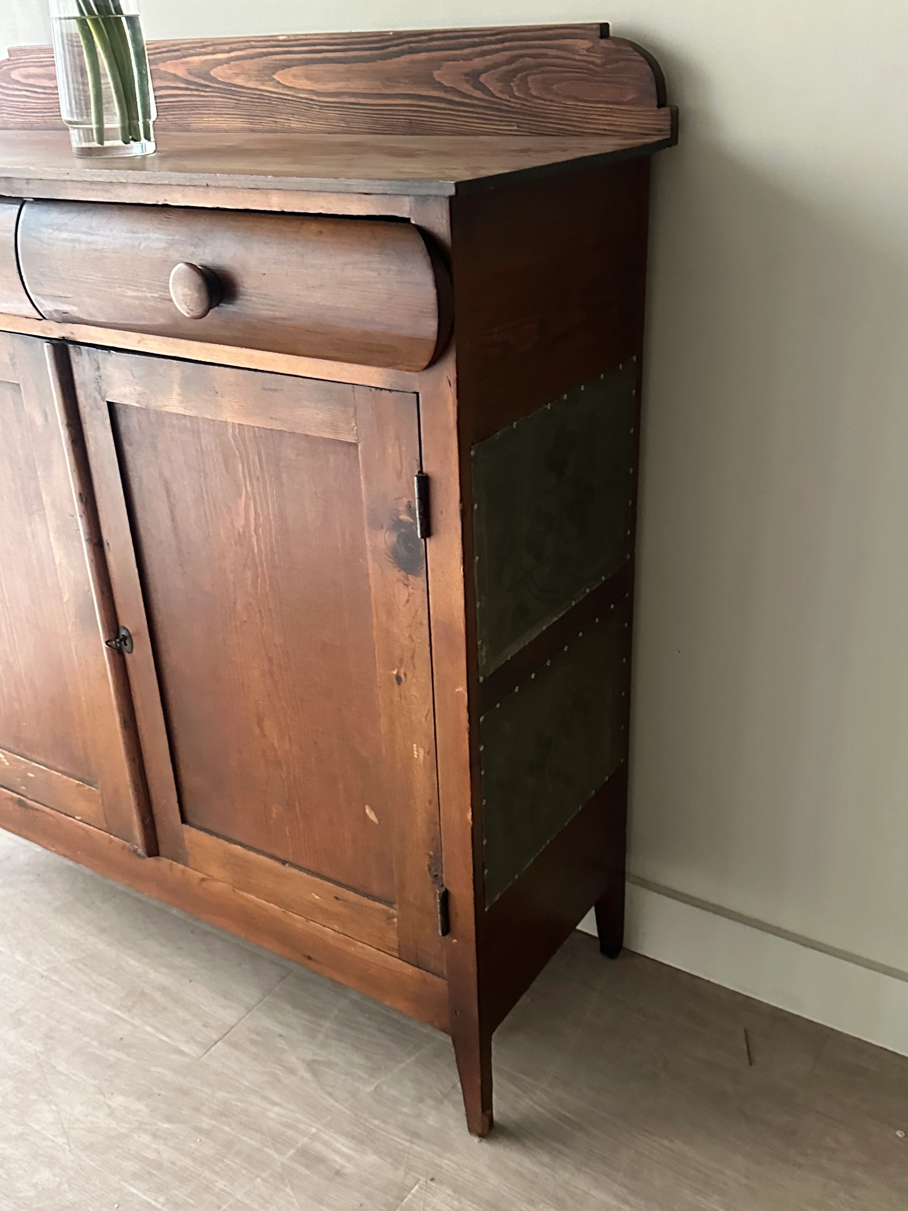 Punched tin pine jelly cupboard - Image 3