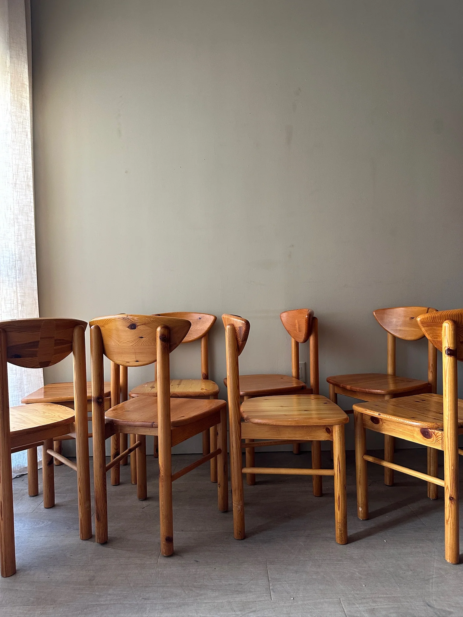 Rainer Daumiller pine cat-eye dining chairs. Sold in sets of 2. - Image 3
