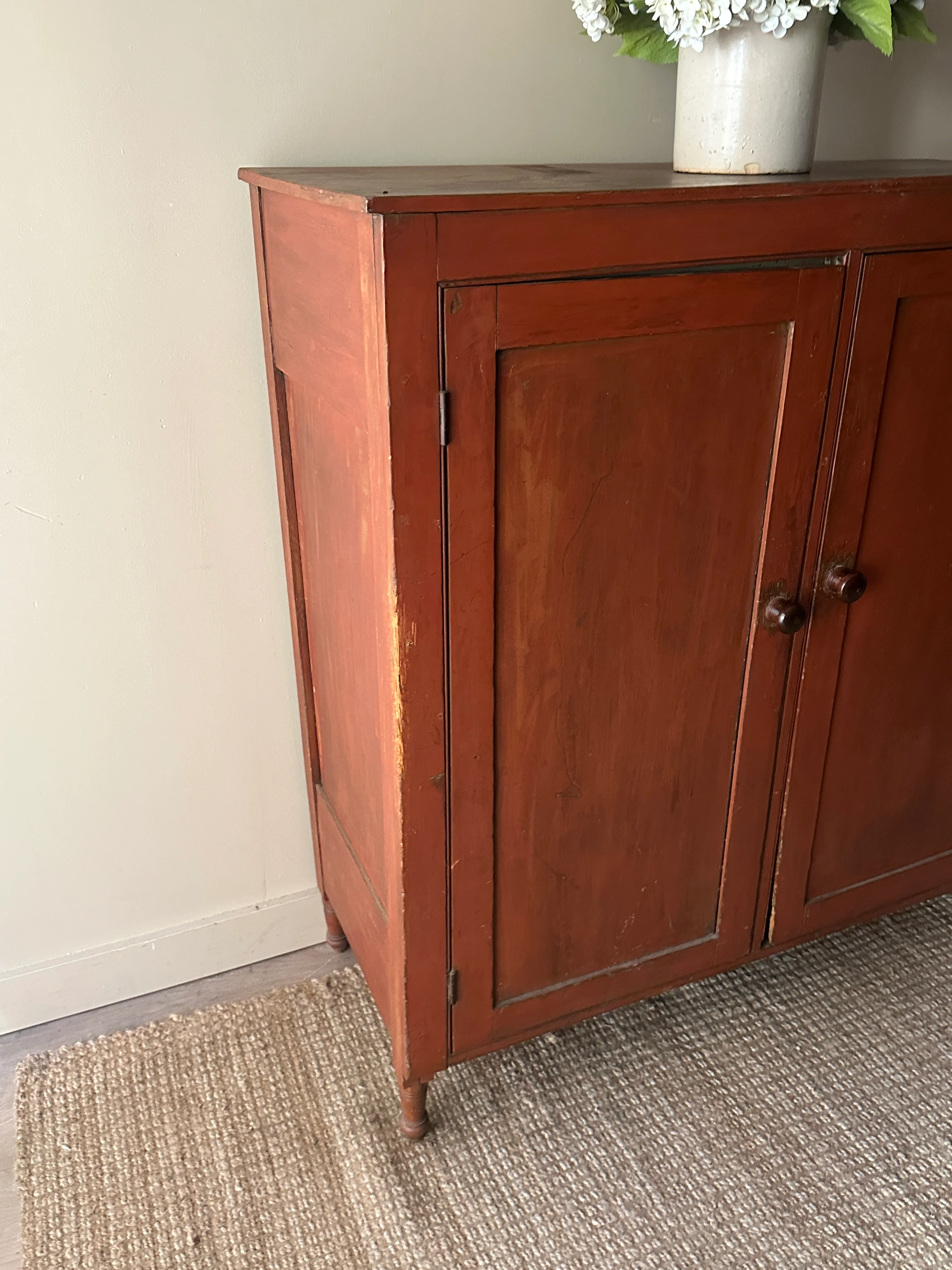 Red painted pine jelly cupboard - Image 3